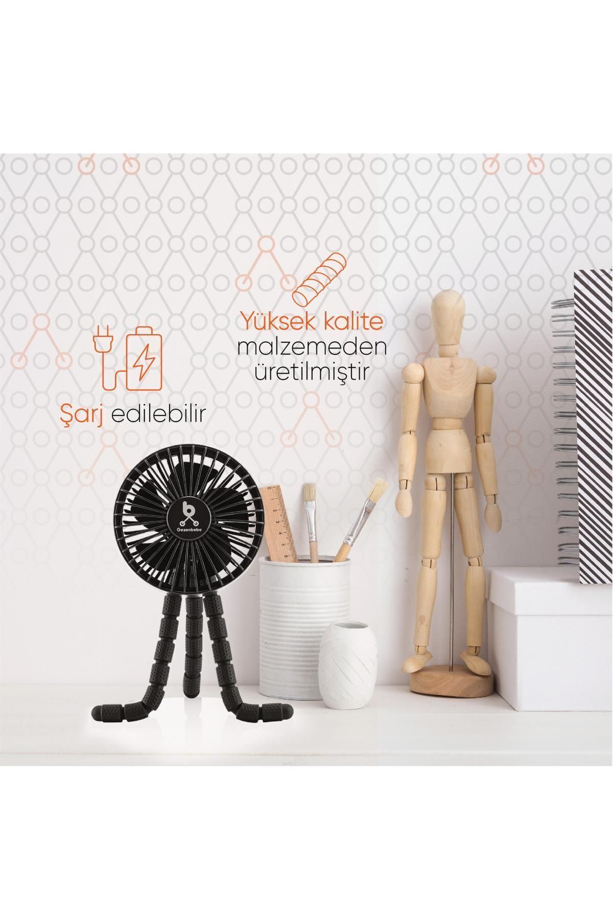 Gezenbebe Çok Fonksiyonlu Mini Fan – Esnek Ayaklı, USB Şarjlı Bebek Arabası & Masaüstü Vantilatör fotoğrafı 4 (önizleme)