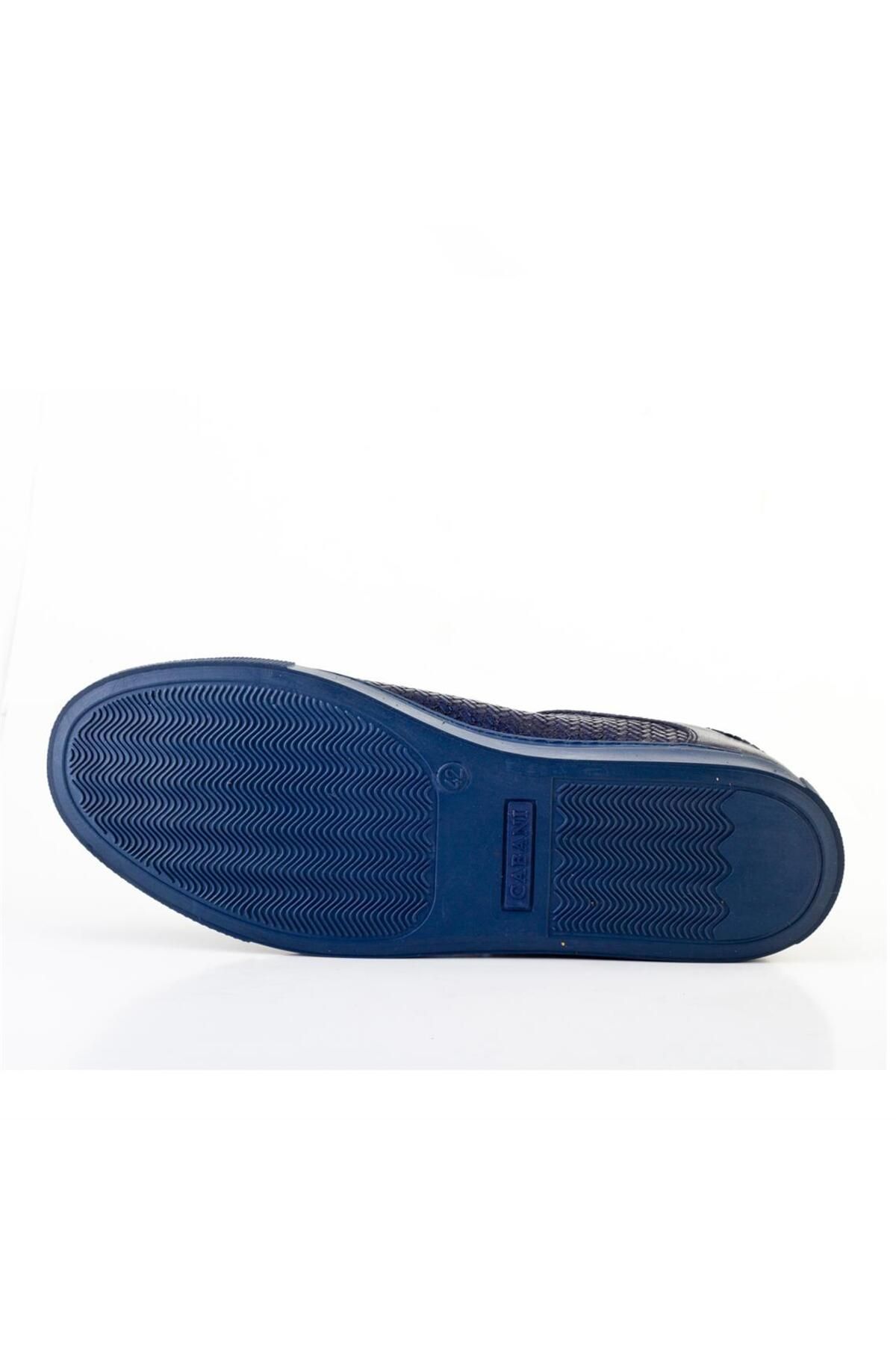 Cabani-Genuine Leather Navy Blue Lace-Up Men's Casual Shoes 3
