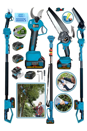 Wacker Pro 2 Akü 10 Pilli 3 Lü Set Teleskopik Yağ Pompalı Dal Ağaç Kesme 55 M...