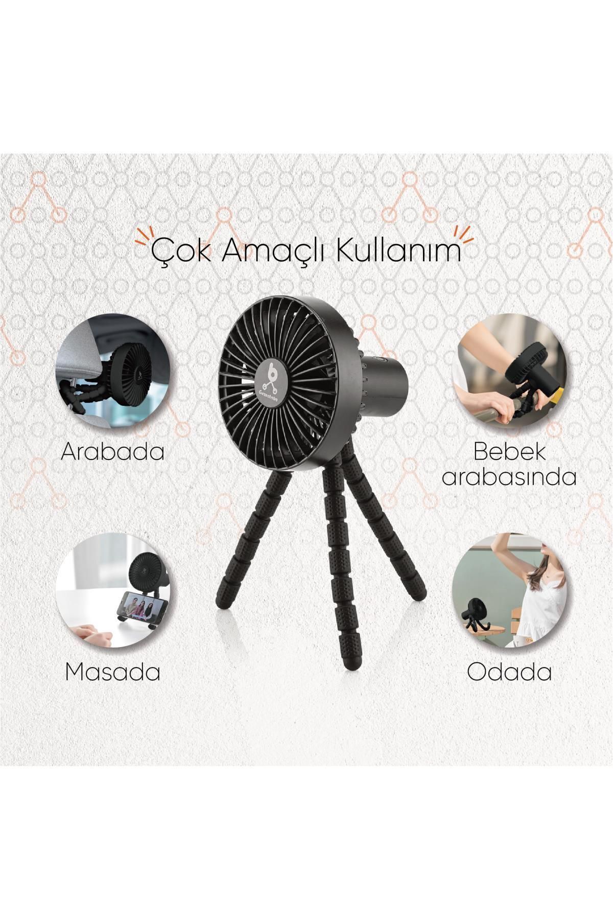 Gezenbebe Çok Fonksiyonlu Mini Fan – Esnek Ayaklı, USB Şarjlı Bebek Arabası & Masaüstü Vantilatör fotoğrafı 5 (önizleme)