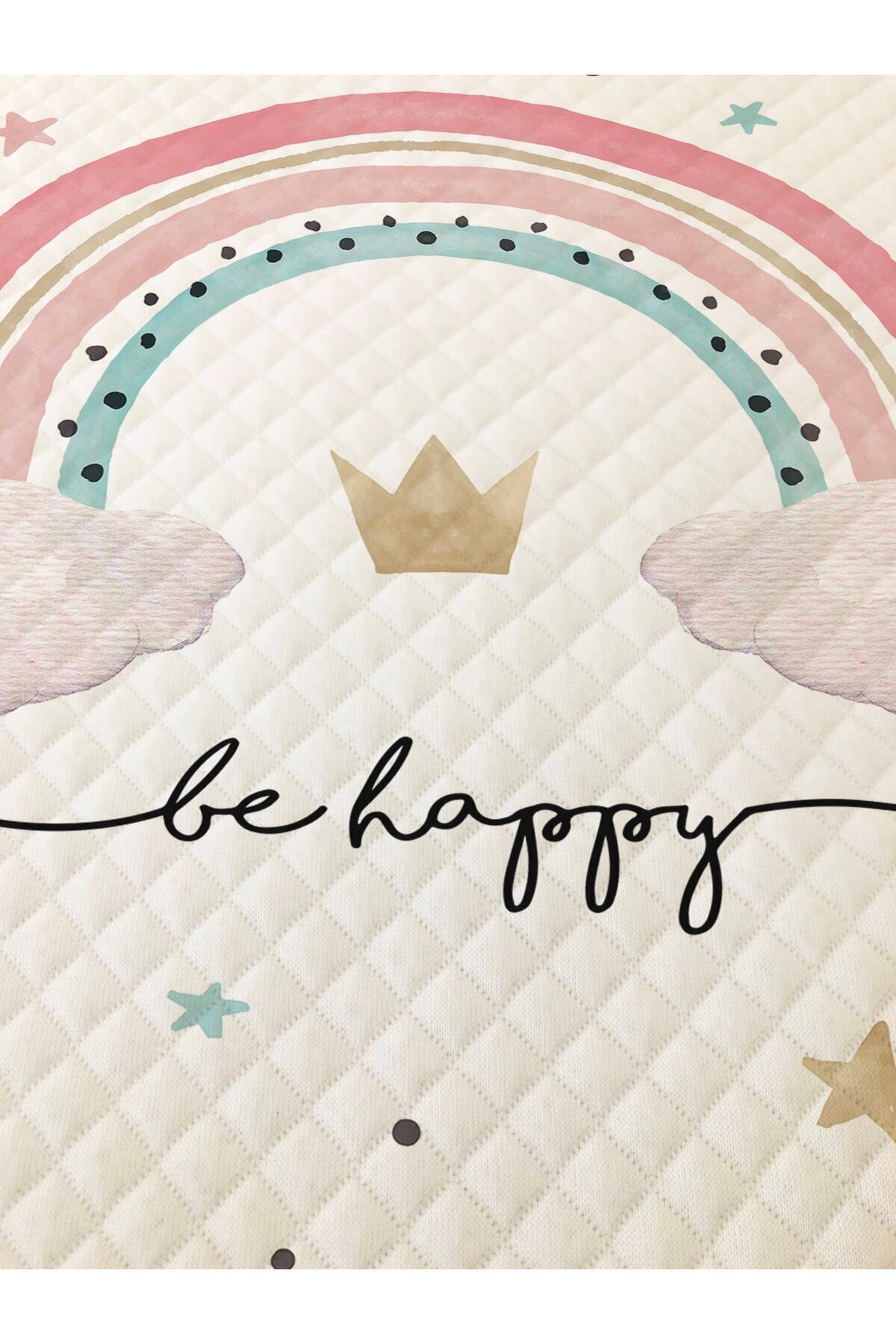 Evmila Gökkuşağı Desenli Bebek Ve Çocuk Baskılı Tek Kişilik Pike Takımı 160 X 220 Cm Beyaz fotoğrafı 5 (önizleme)