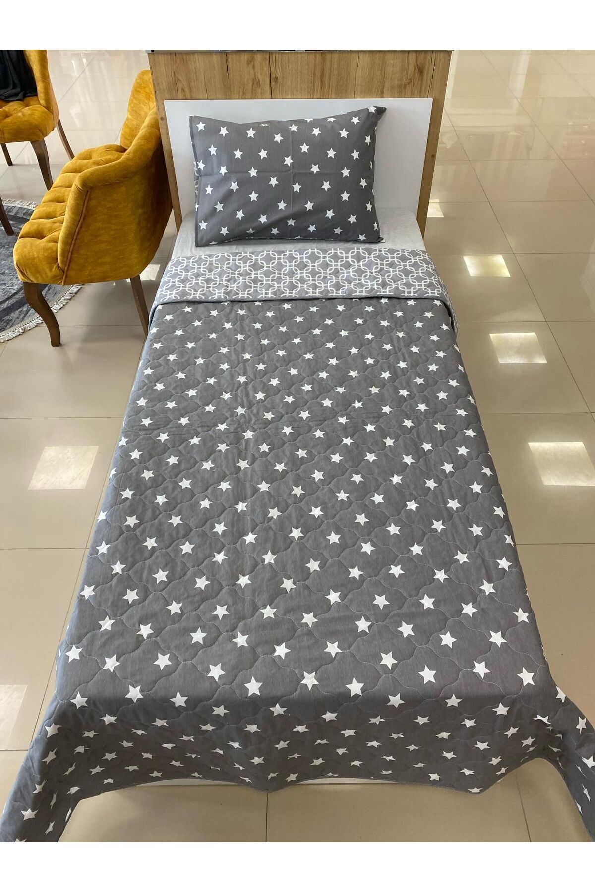 Yastık Kılıflı Tek Kişilik 155*215 Çift Yönlü Çok Amaçlı Yatak Örtüsü - 2