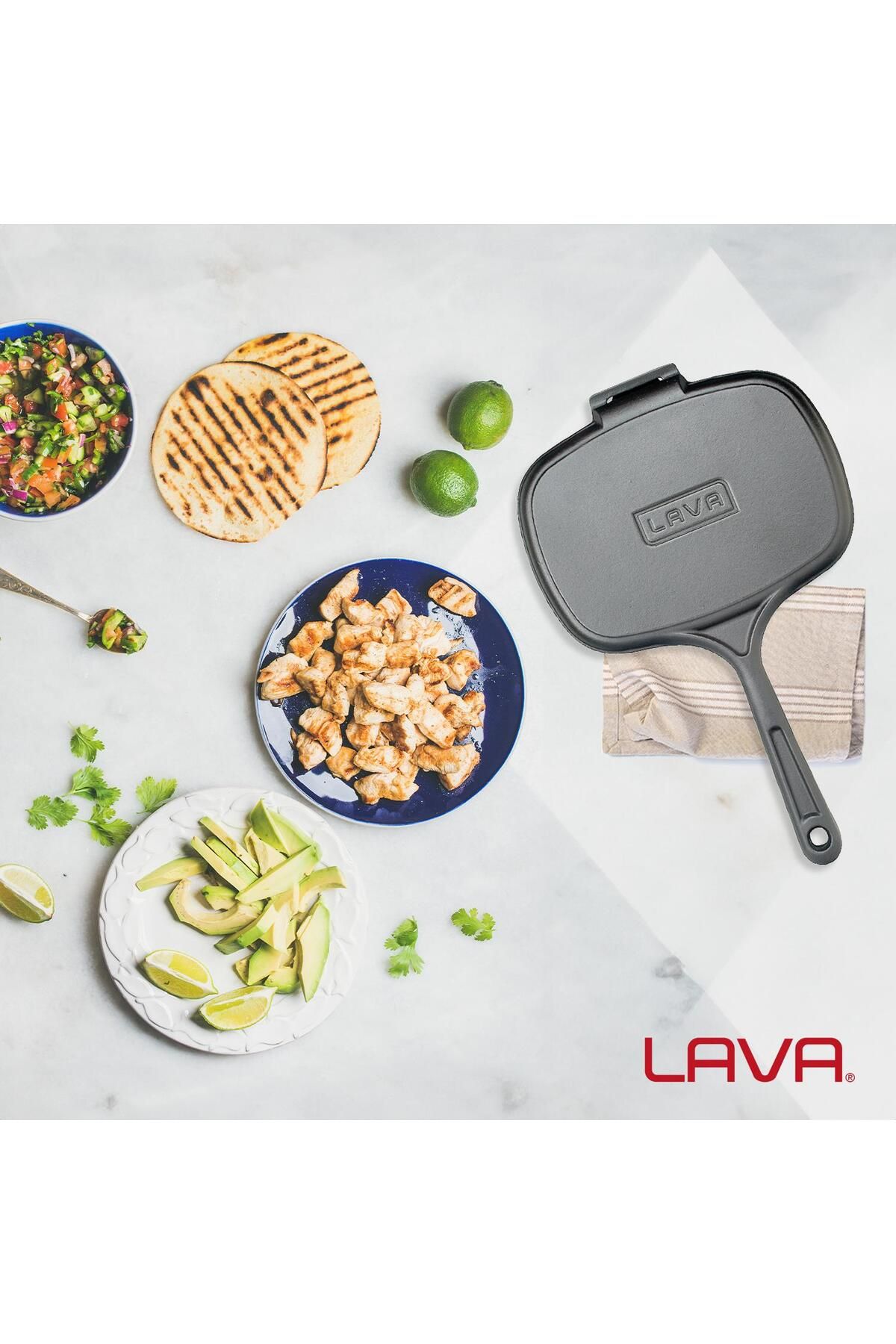 Lava-Cast Rectangular Grill Toaster Cast Iron Solid Handle Size 18x26cm 8