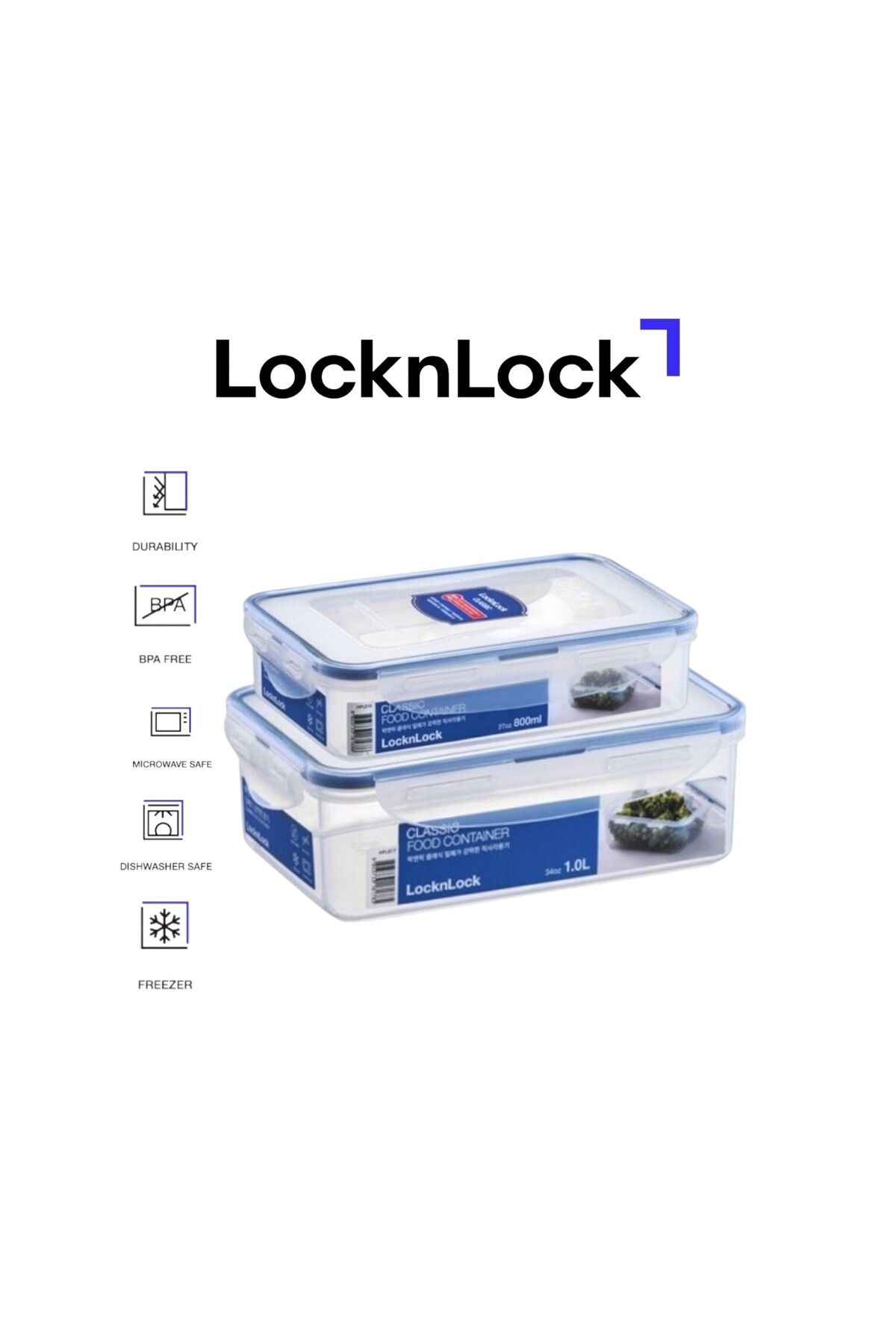 locknlock-Classic Airtight Rectangular Containers 800ml + 1L 1