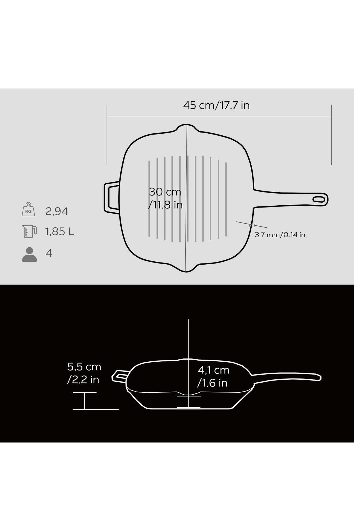 Lava-Cast Square Grill Pan Cast Iron Solid Handle Size 26x26cm 5