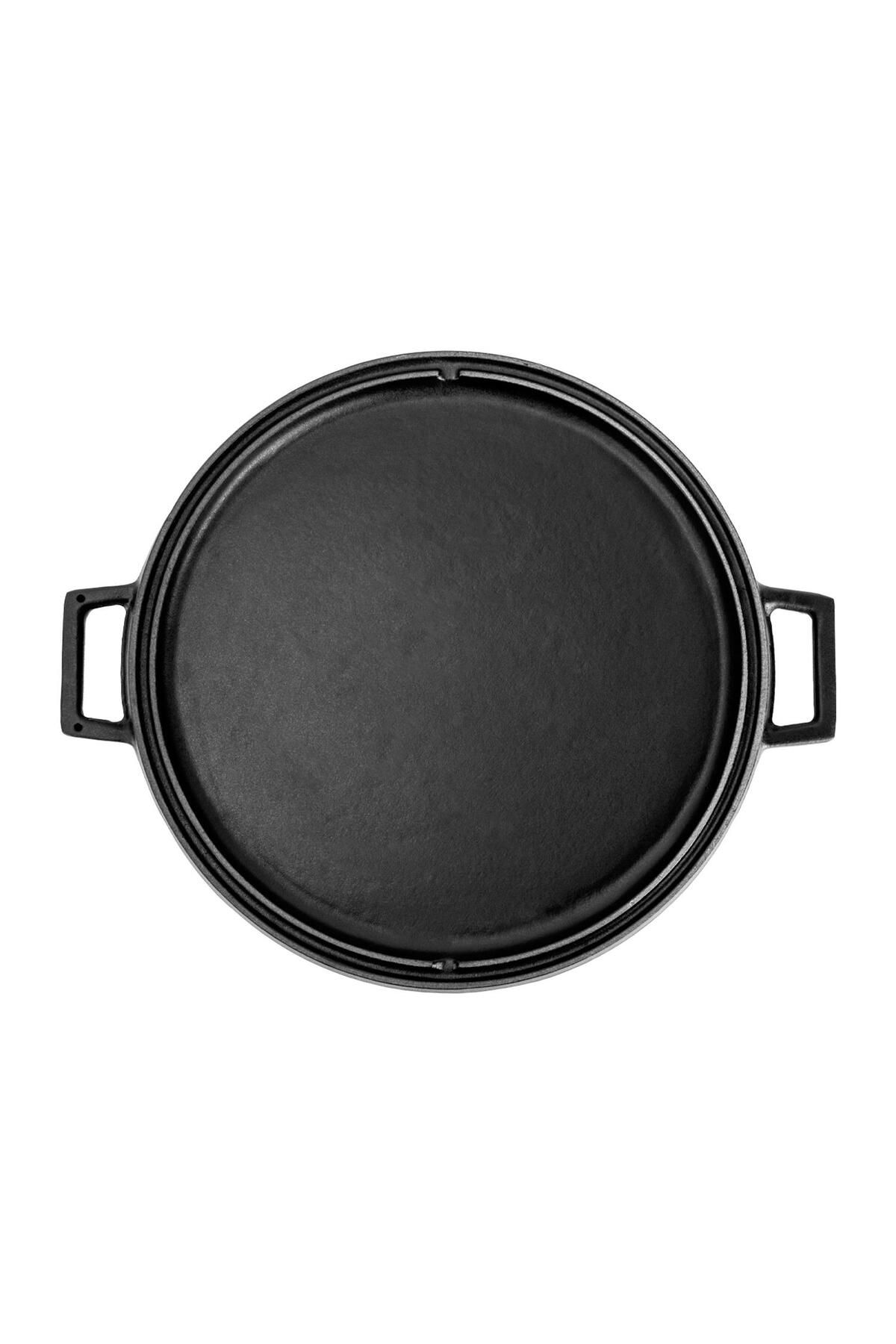 Lava-Casting Round Two-Way Grill Pan Cast Iron Solid Double Handled Diameter (Ø)34cm. 2