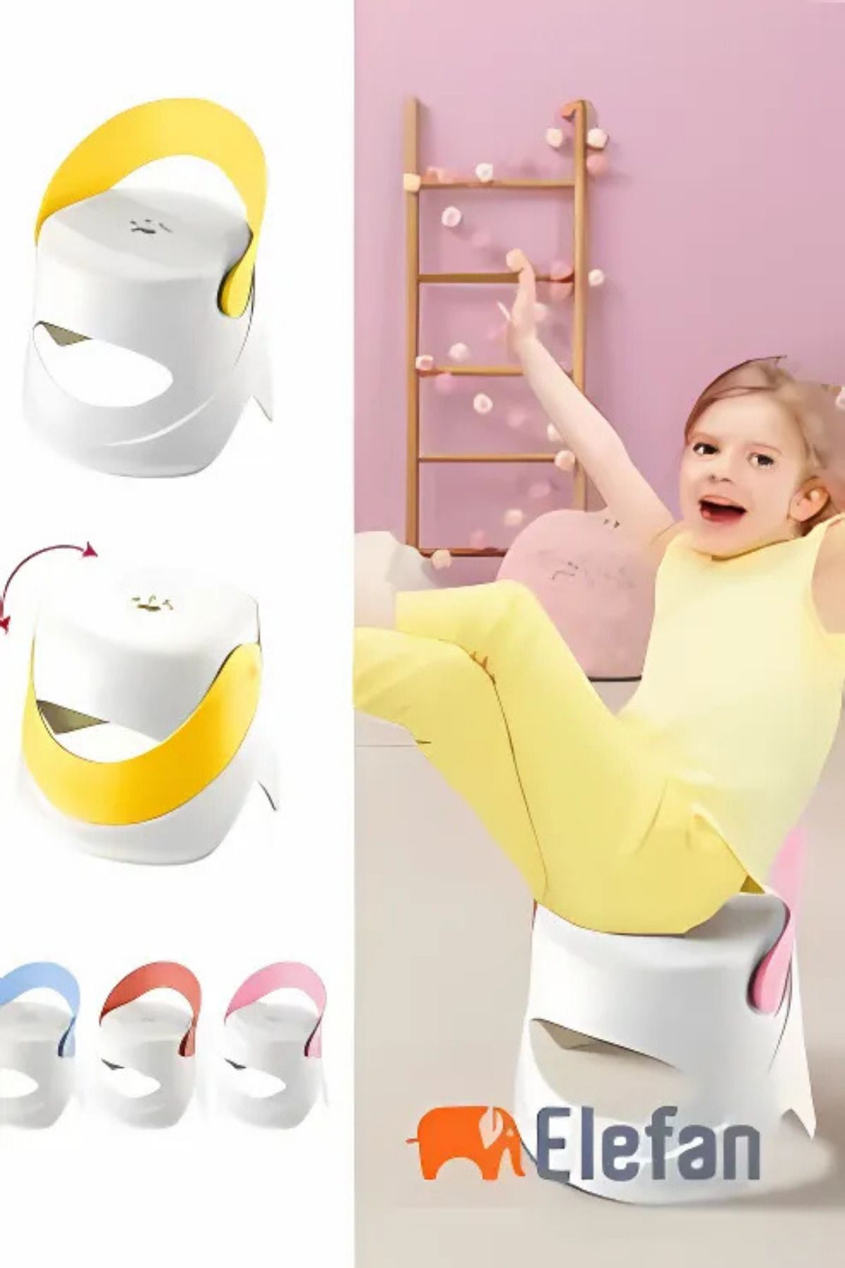 StarLoft Plastik Kaydırmaz Çocuk Tabure Ve Sandalyesi - Enjoy Katlanır Pati figürlü