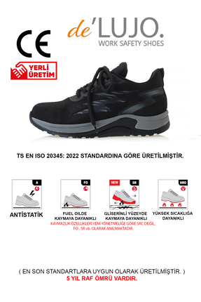 De'Lujo de LUJO. LUMINAR S1 İŞ AYAKKABISI FIBERGLASS BURUN SİYAH TEKSTİL