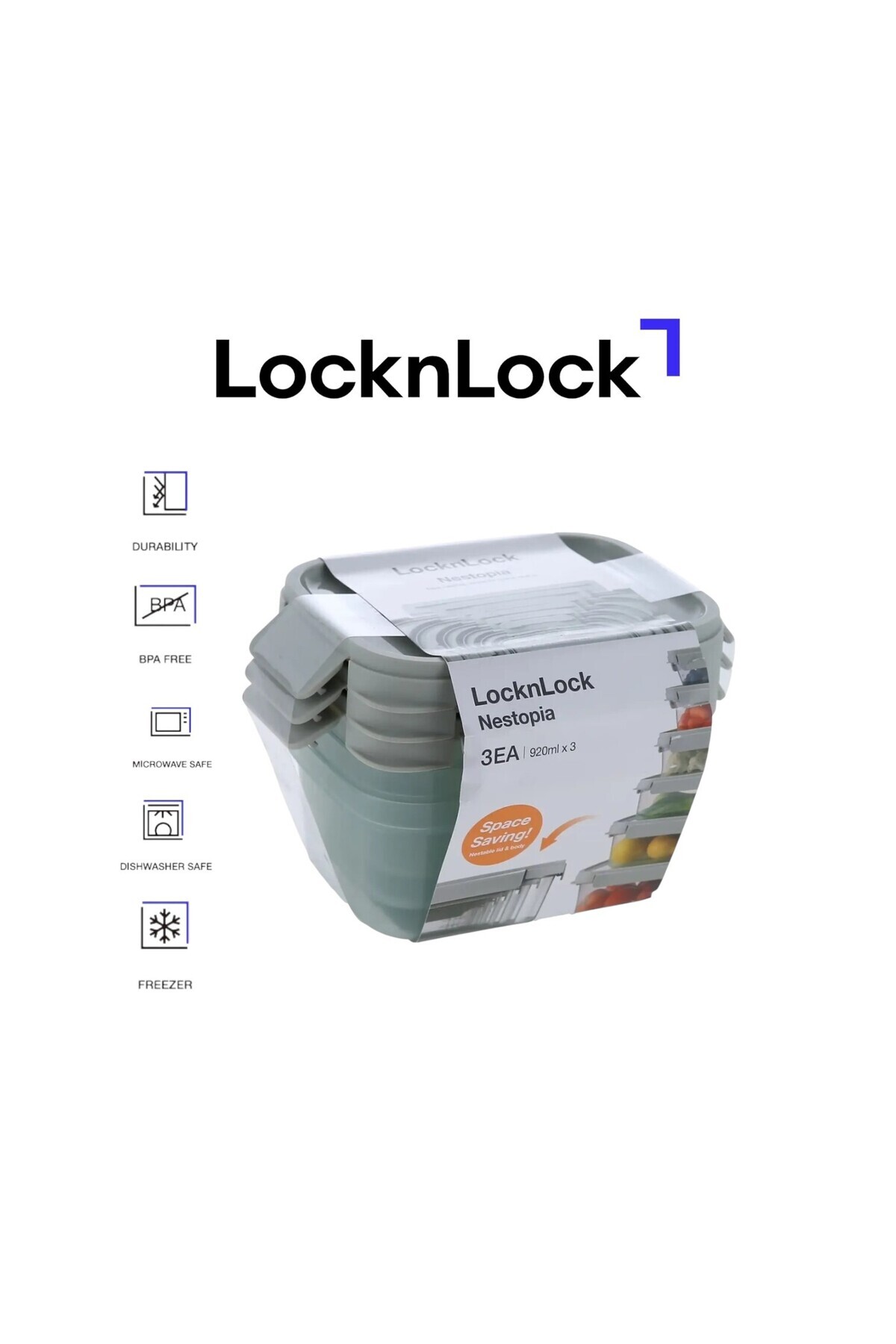 locknlock-Nestopia Set of 3 Airtight Containers (920ml) 1