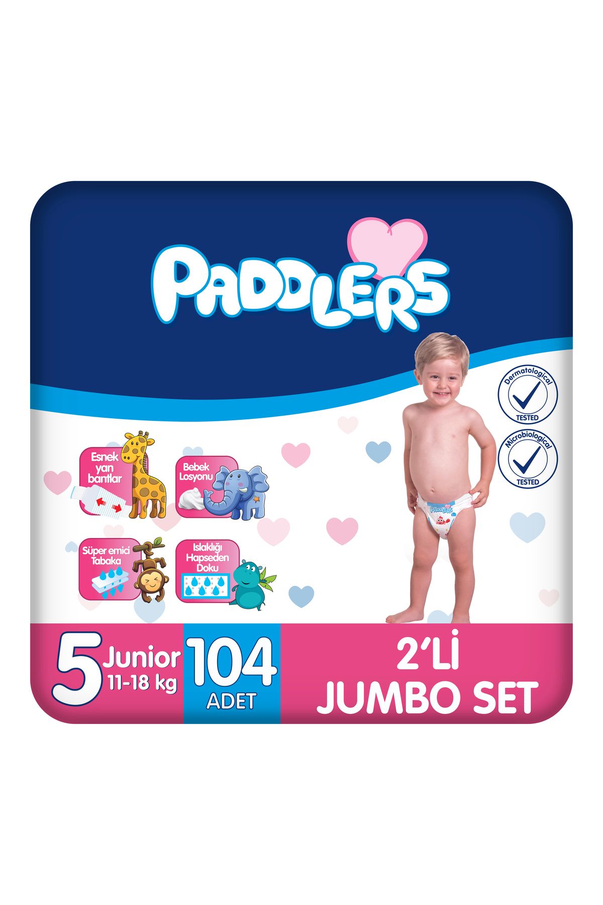 Paddlers Bebek Bezi 5 Numara Junior 104 Adet (11-18 Kg) 2'li Jumbo Set