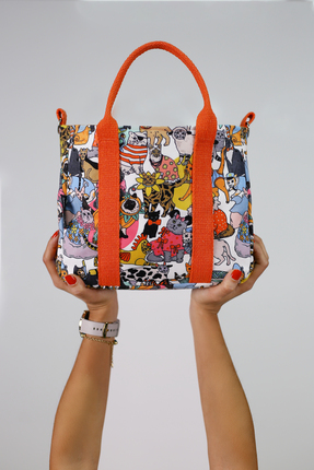 Tasarım Kedi Desenli Tote Çanta