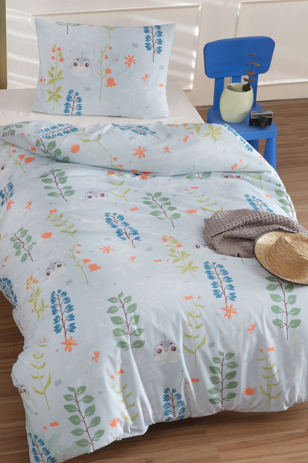 Eponj Home Tek Kişilik Pamuklu Nevresim Takımı 3 Parça – Cikcik Desen – Mint / Yumuşak Dokulu