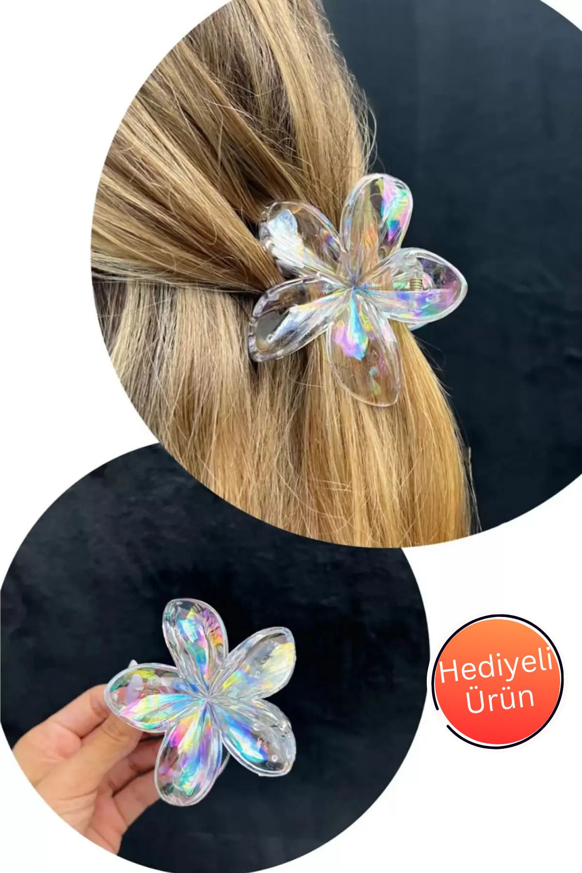 TAYEM Mandal Toka, Hologramlı Lotus Çiçek Figürlü, Şeffaf Renk
