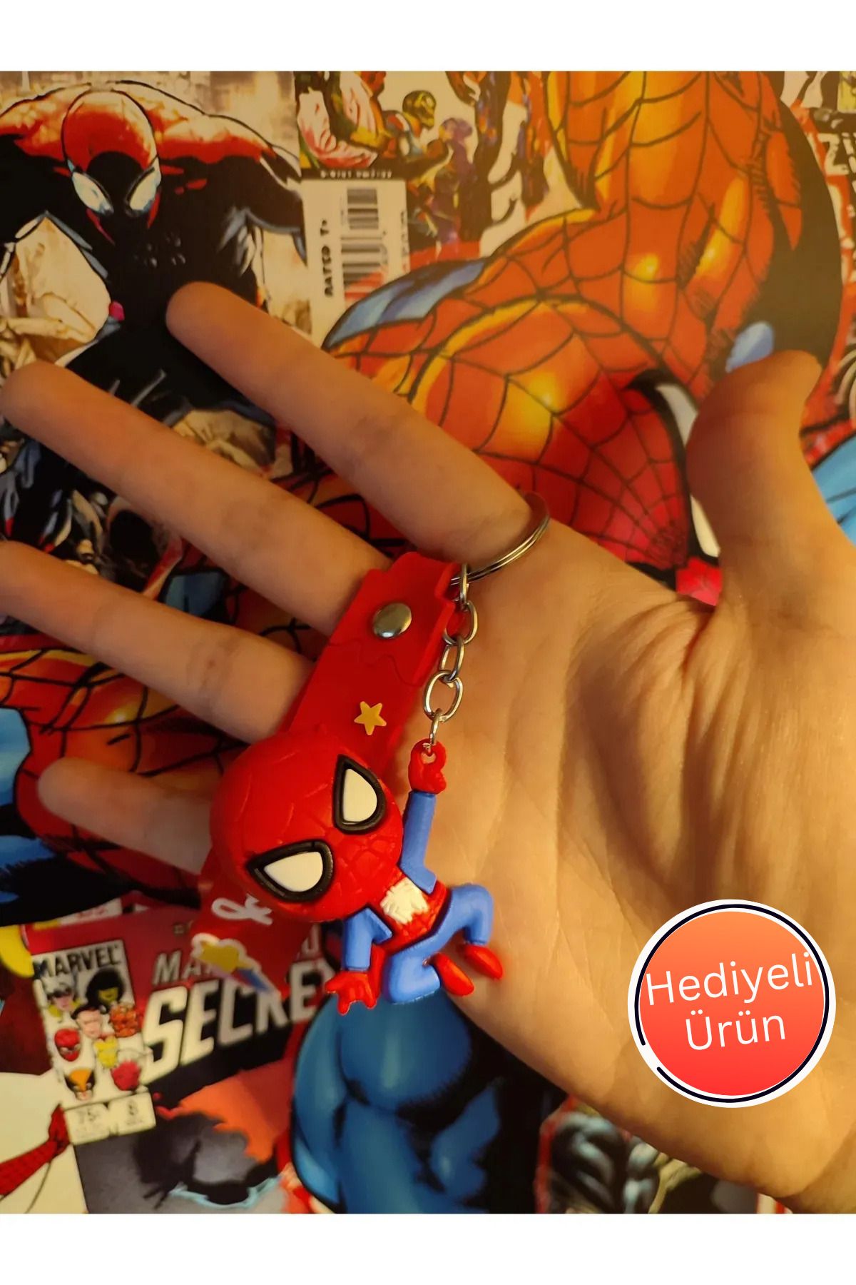 TAYEM Spiderman Örümcek Adam Anahtarlık, 3D Hediyelik Anahtarlık ve Çanta Süsü, Aksesuarı (1 Adet)