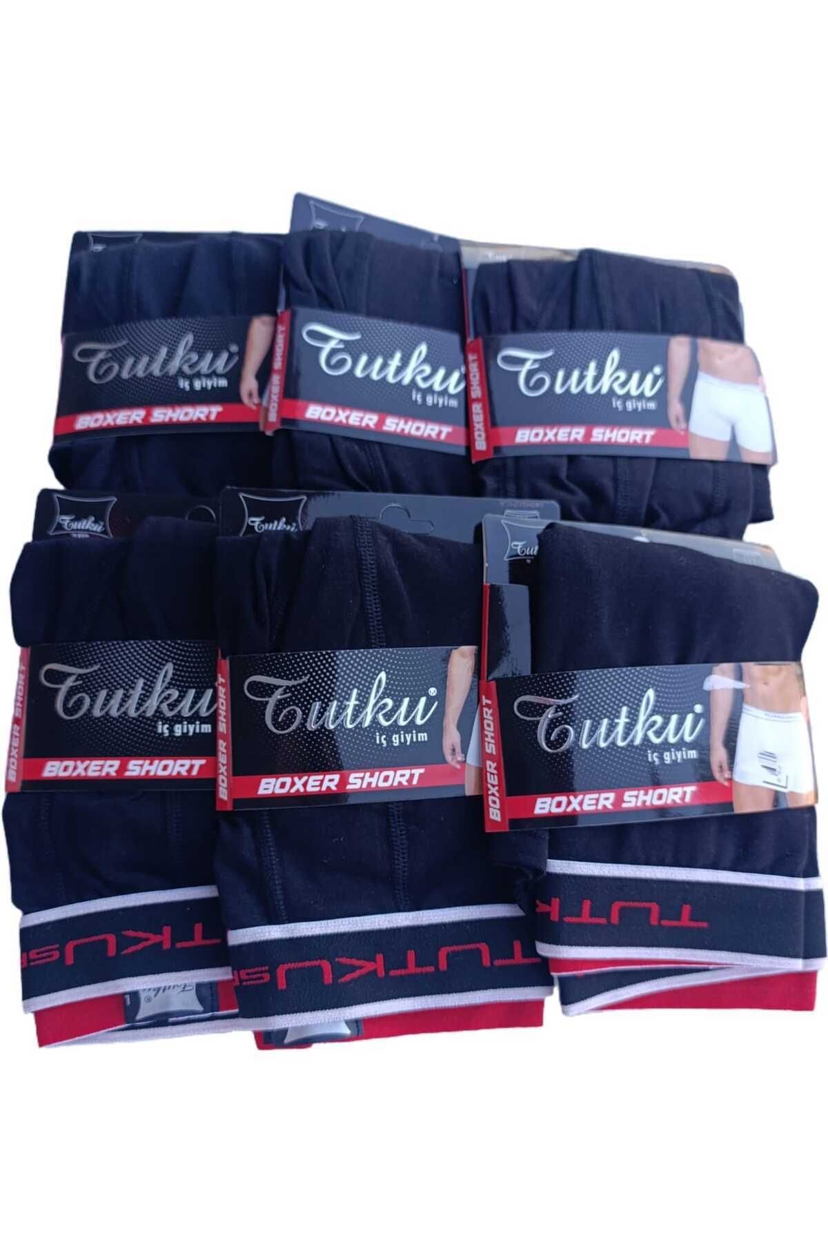 HERRENKTEN Tutku Erkek Siyah Renk Likralı Elastan Spor Boxer 6'lı Paket