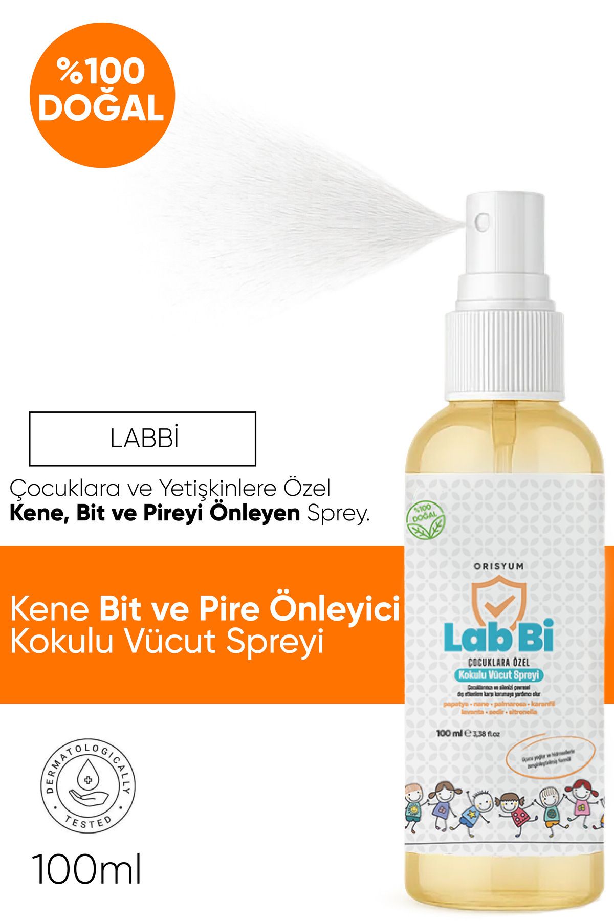 ORİSYUM 2'li Kene Bit Sinek Ve Mikrop Kovucu Sprey 100ml Doğal Uçucu Yağlar Ve Hidrolatlar Karışımı