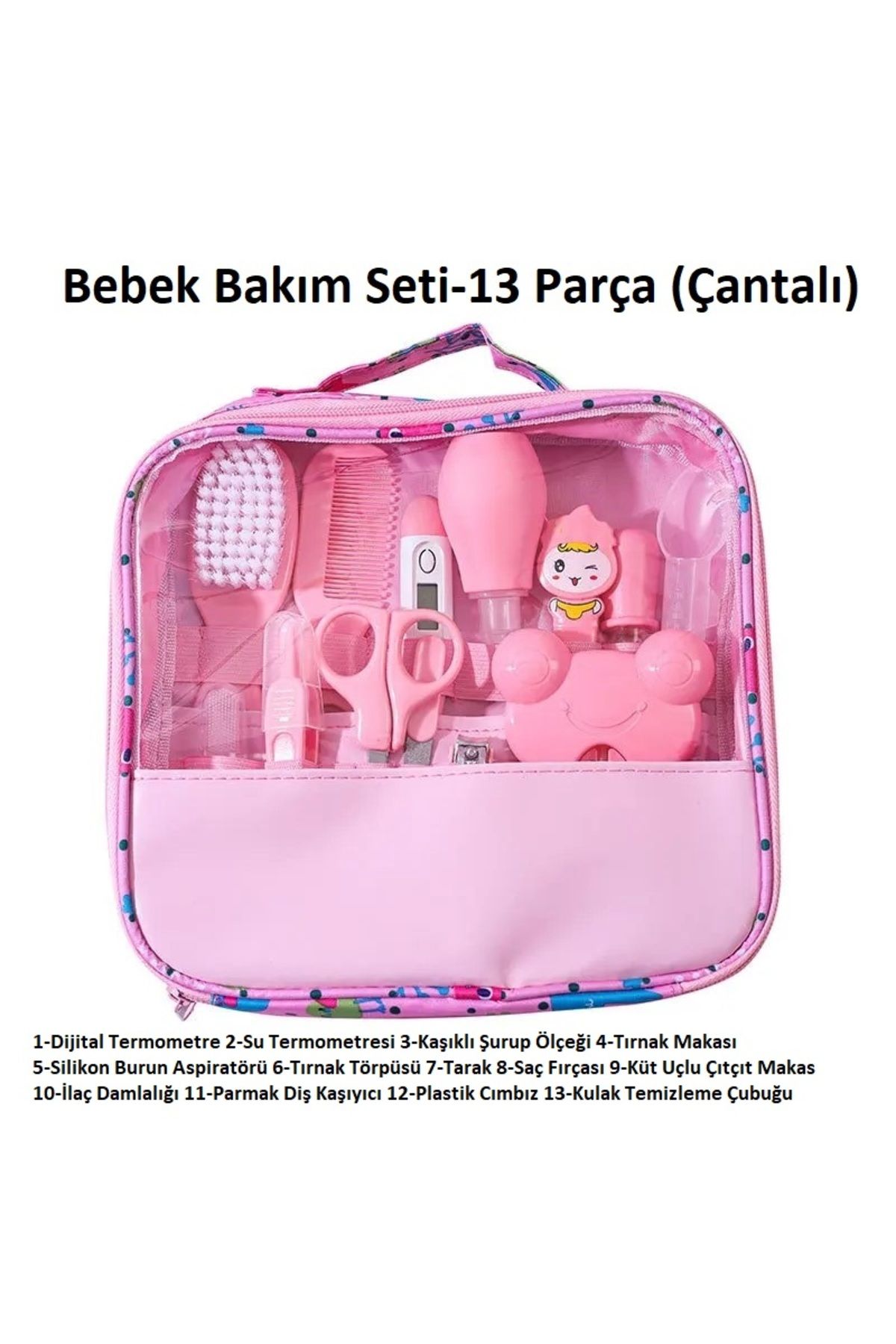 tutobaby Çantalı Bebek Bakım Seti Pembe (13 Parça)