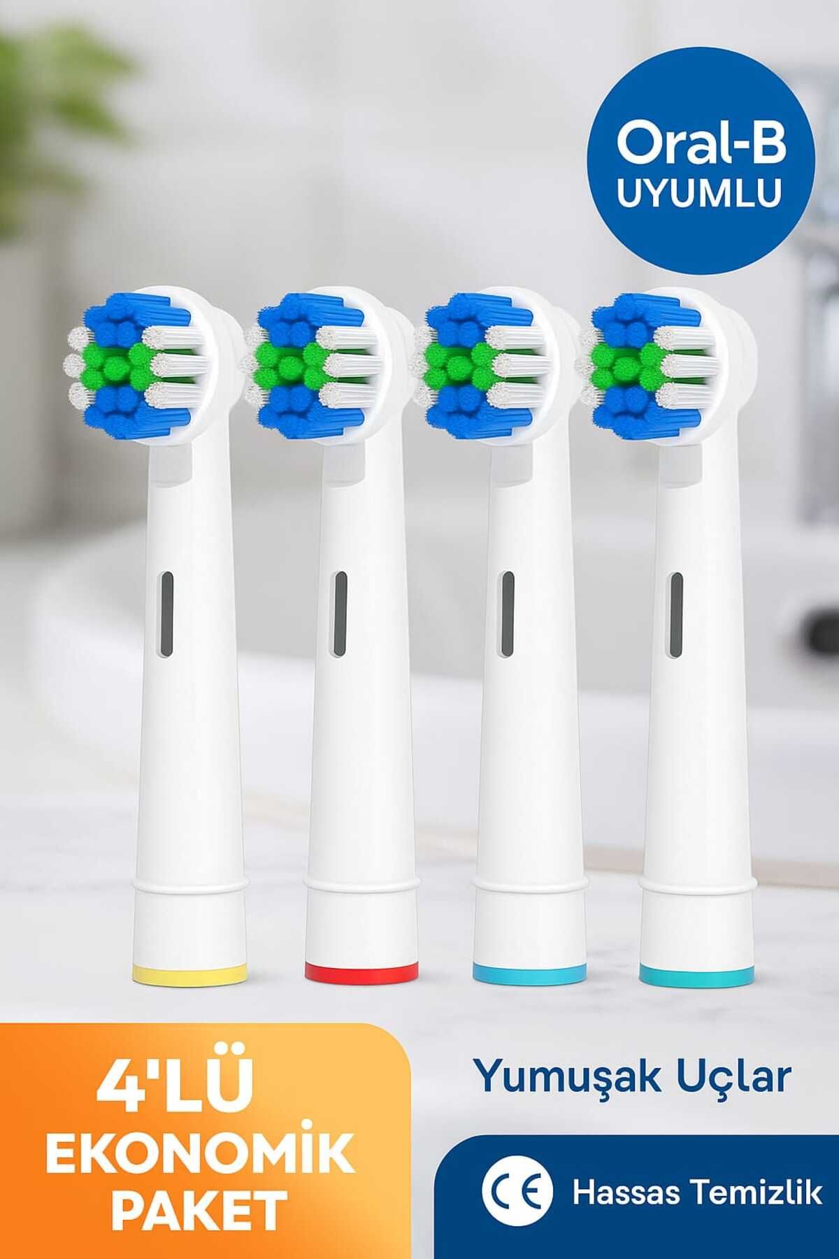 LOVYCO Oral B Uyumlu Şarjlı Ve Pilli Diş Fırçası 4 Adet Yedek Başlık Yedek Fırça Başlık
