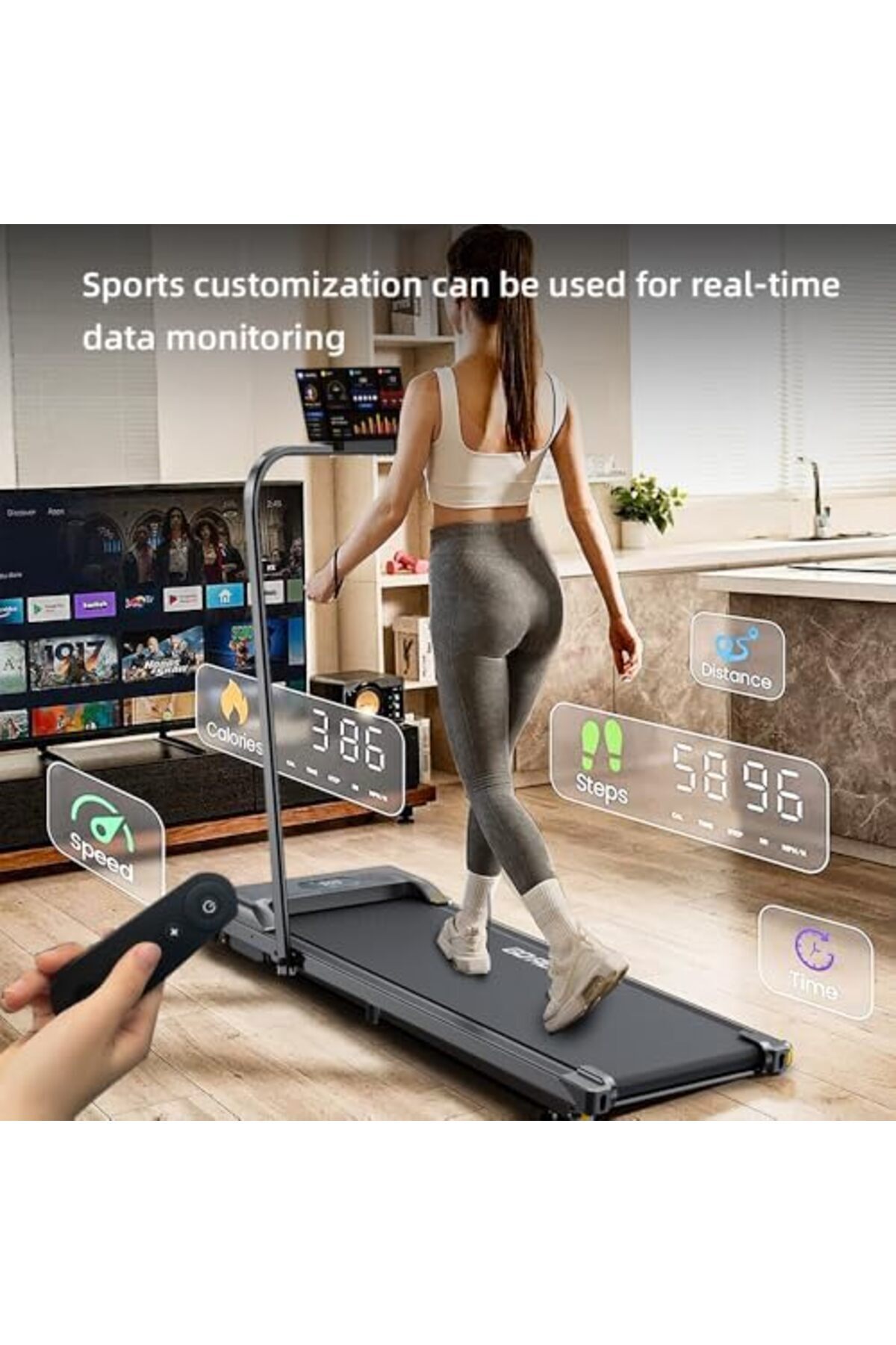 Rovyfota-Under Desk Walking Pad 3 In 1 Folding Treadmill For Home Office, 2.5hp Low-noise With Led Display 2