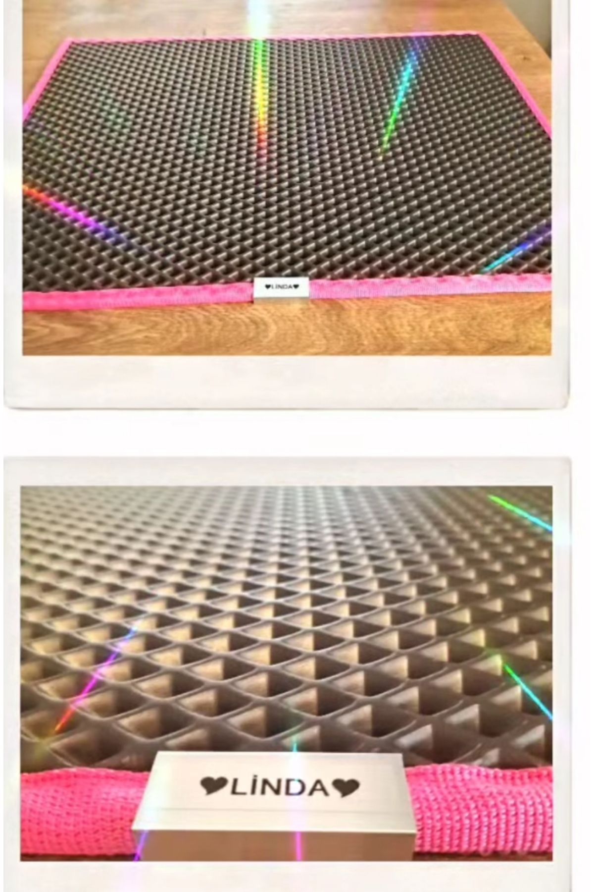 shop 50*70 ölçülerinde Pembe kedimizin adına özel isimlikli Eva malzemeden çift katlı kedi paspası