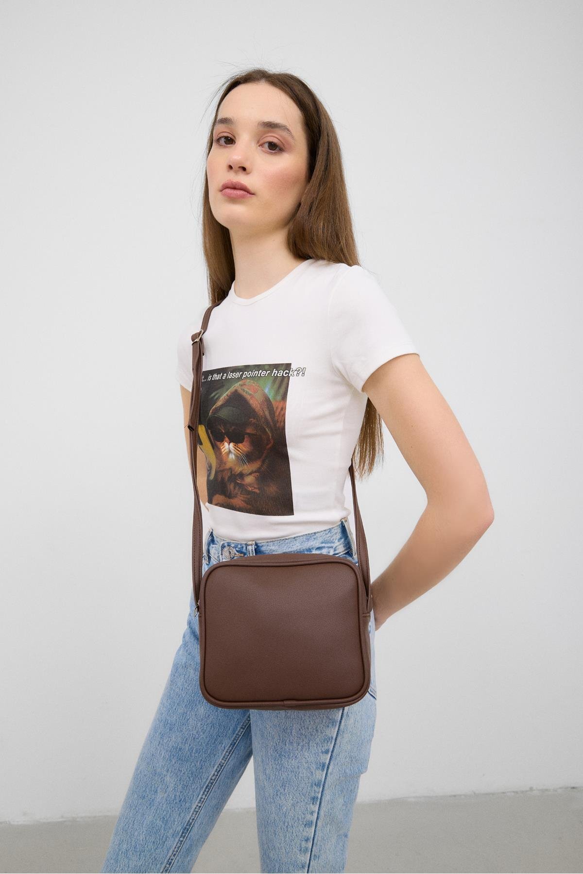 Shule Bags Lina Çapraz Çanta Acı Kahve görsel 6