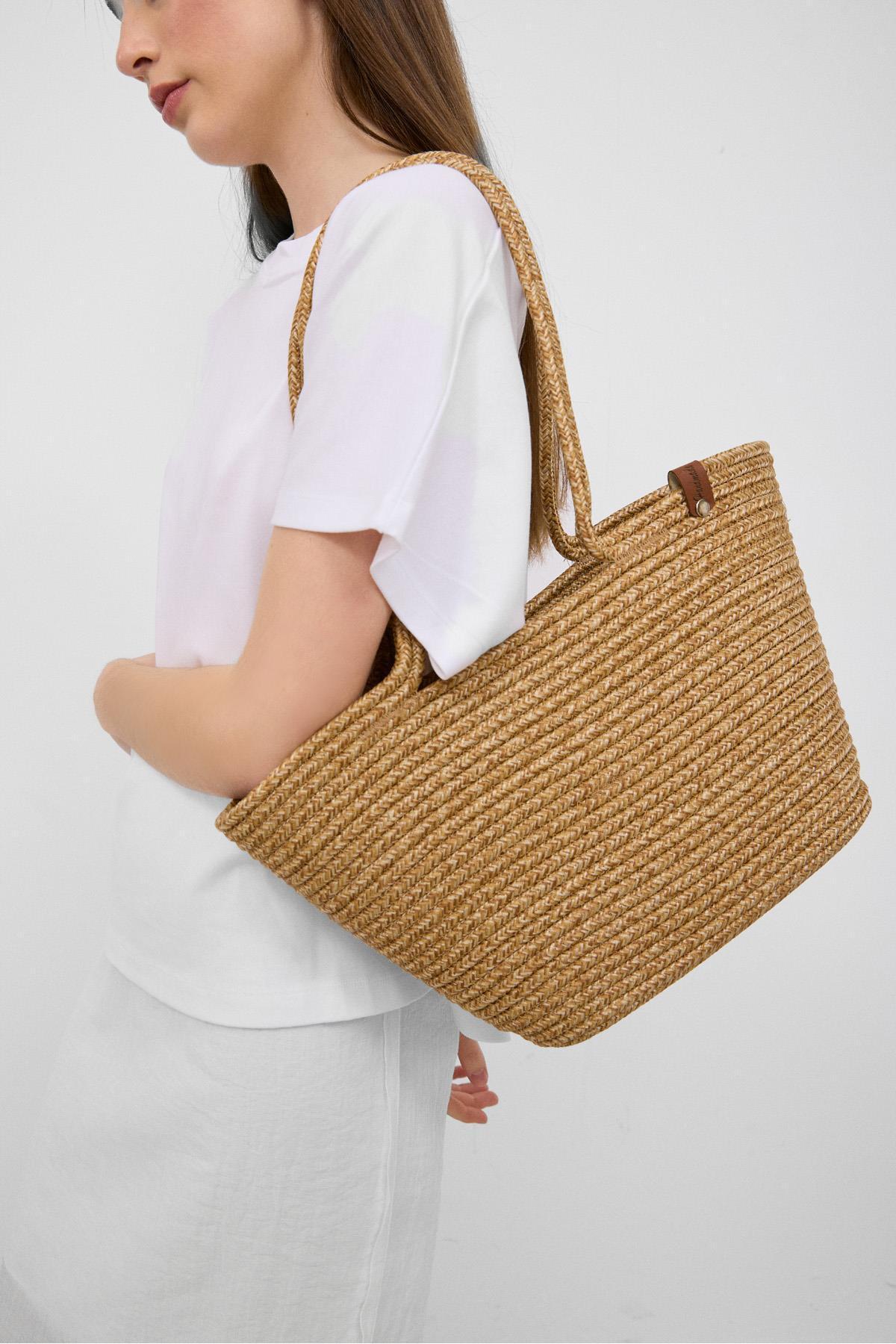 Shule Bags Dorena Handmade Hasır Omuz Çantası Vizon - Fiyatı