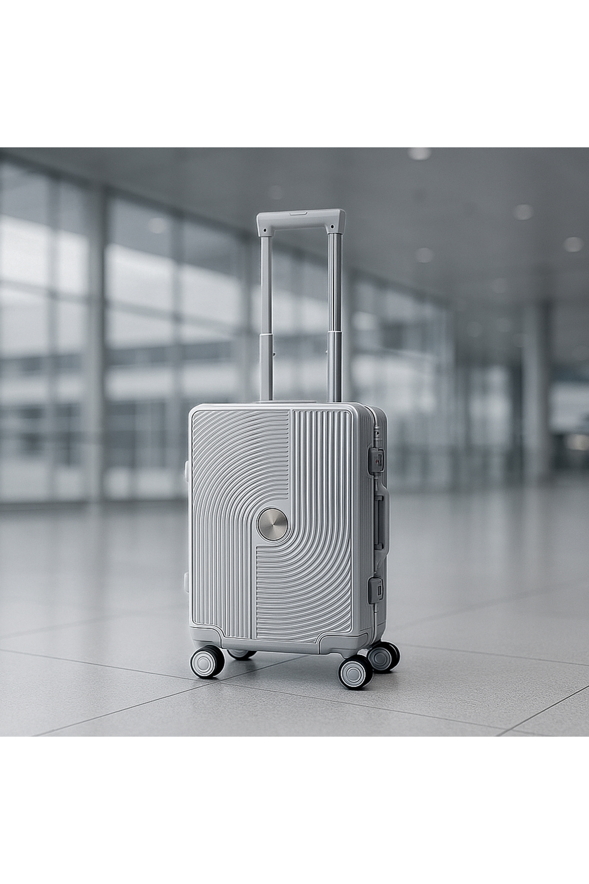 Monnat  ALC-625 ALUMİNYUM ÇERÇEVELİ GÜMÜŞ POLİPROPILEN KIRILMAZ//SESSİZ TEKER KABİN BOY PREMIUM VALİZ