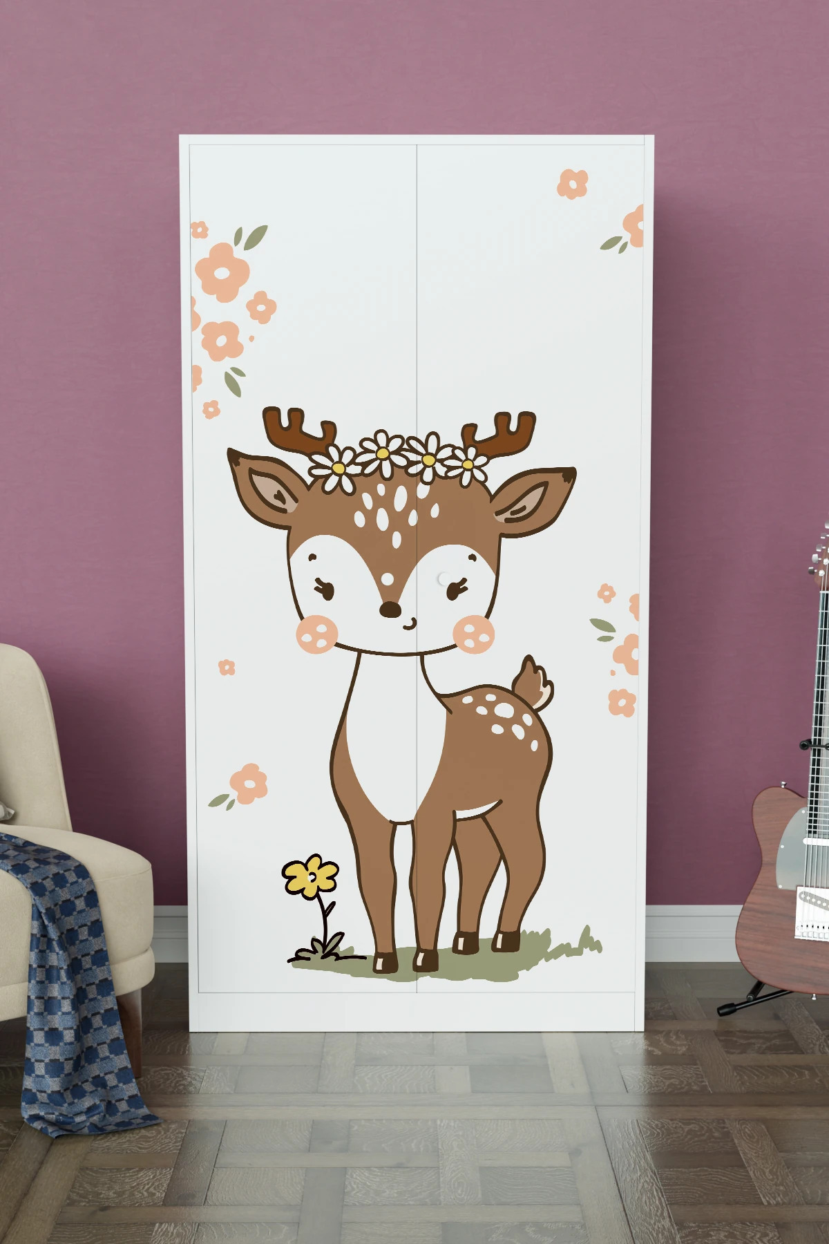 Hediyeler Kapında Little Fawn Design "Calista" Gardırop 5 Raflı Askılı Çocuk Odasi Elbise Dolabı fotoğrafı 2 (önizleme)
