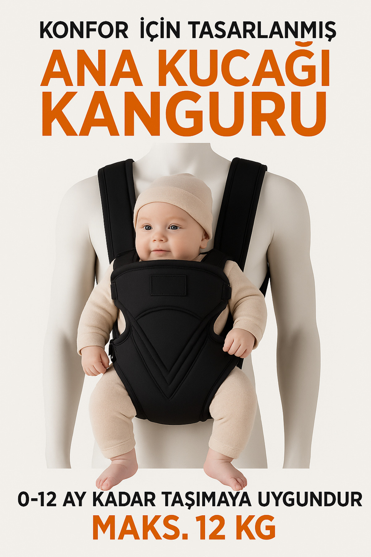 northern fashion Siyah Kanguru Anakucağı Safe Comfort Bebek Taşıma Çantası Ana Kucağı fotoğrafı 4 (önizleme)
