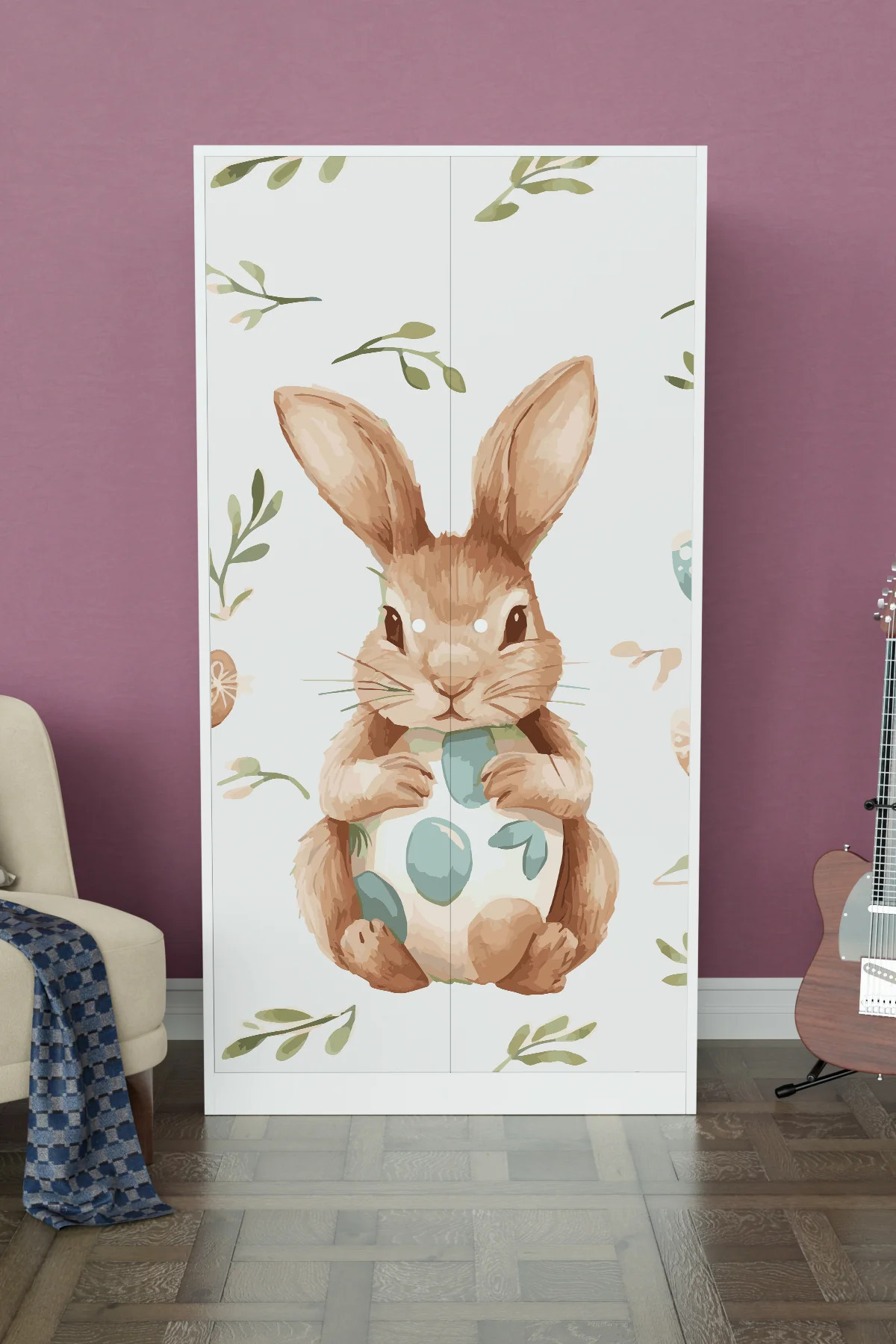 Hediyeler Kapında Pretty Rabit Design "Calista" Gardırop 5 Raflı Askılı Çocuk Odasi Elbise Dolabı fotoğrafı 2 (önizleme)