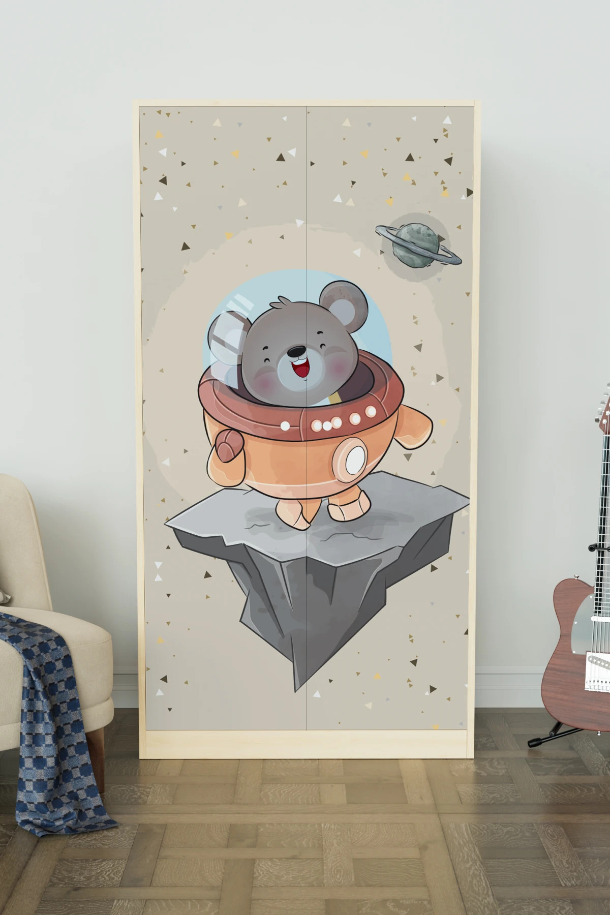 Hediyeler Kapında Little Astronaut Design "Calista" Gardırop 5 Raflı Askılı Çocuk Odasi Elbise Dolabı fotoğrafı 2 (önizleme)