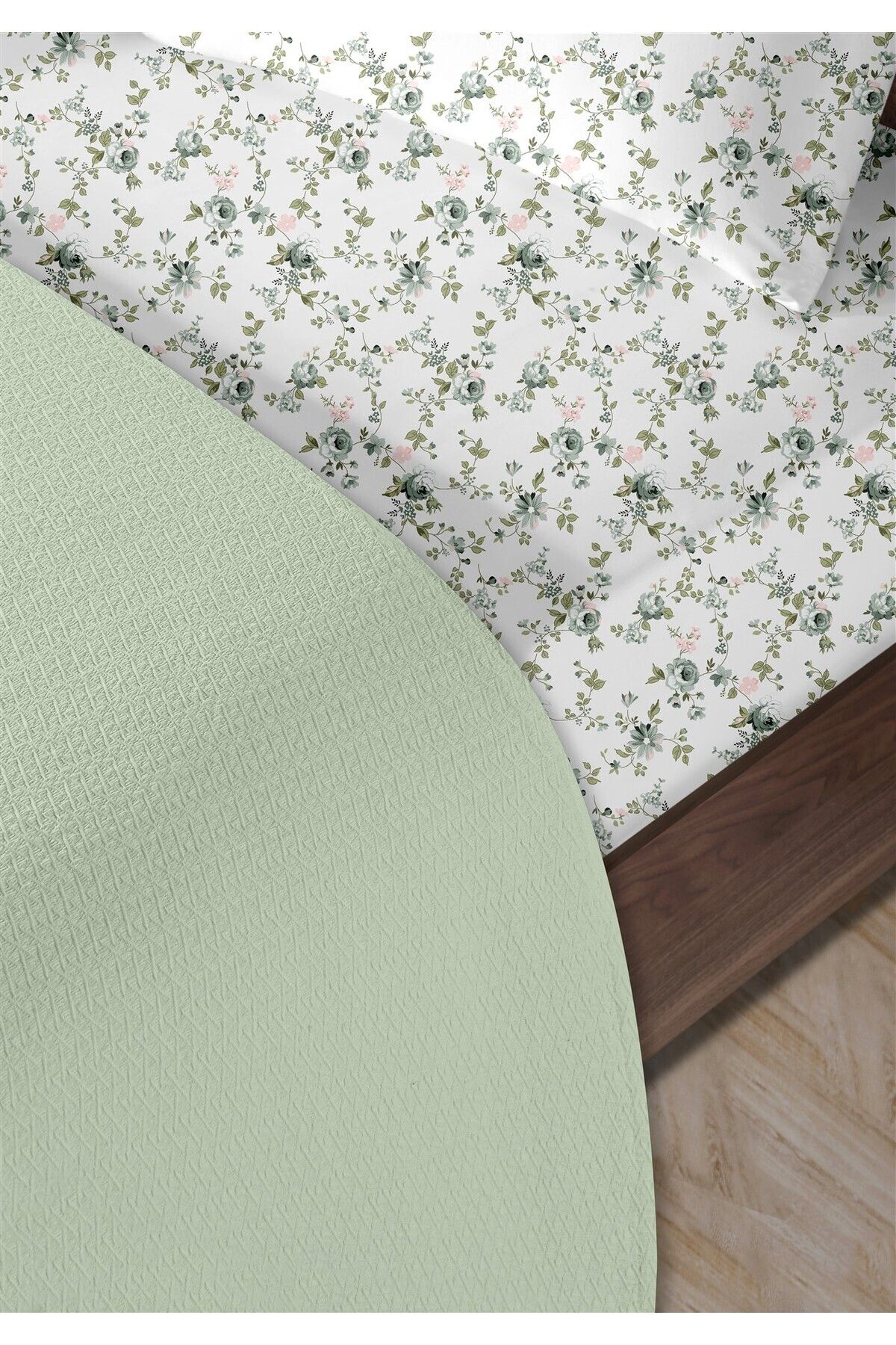 HomeBerry %100 Pamuk Medusa Mint Çift Kişilik Pike Takımı 200 x 230 cm