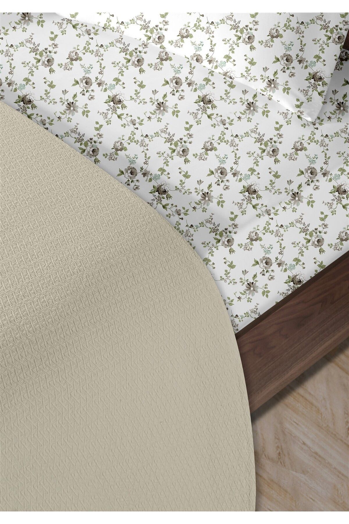 HomeBerry %100 Pamuk Medusa Toprak Çift Kişilik Pike Takımı 200 x 230 cm