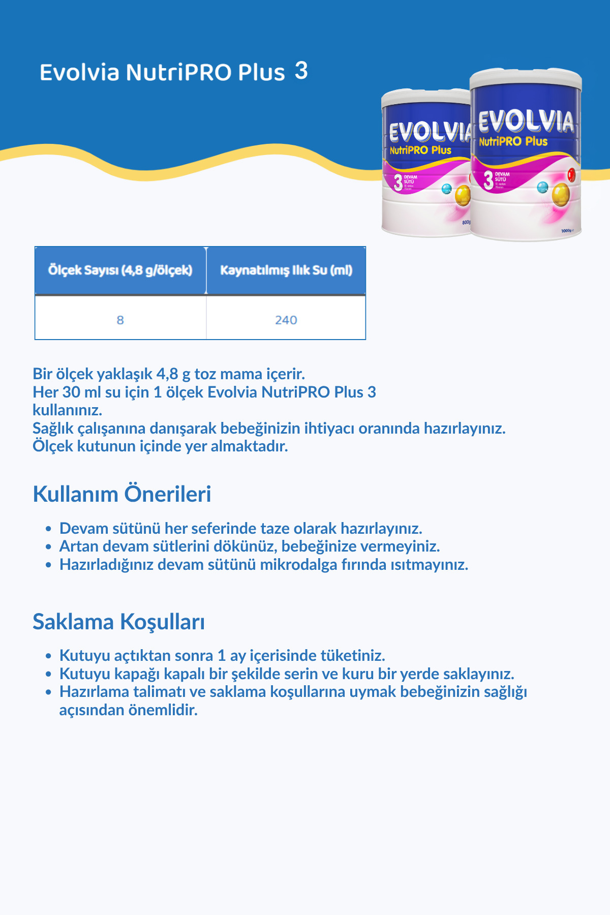 Evolvia Nutripro Plus 3 Devam Sütü 800 gr X 3 Adet fotoğrafı 3 (önizleme)