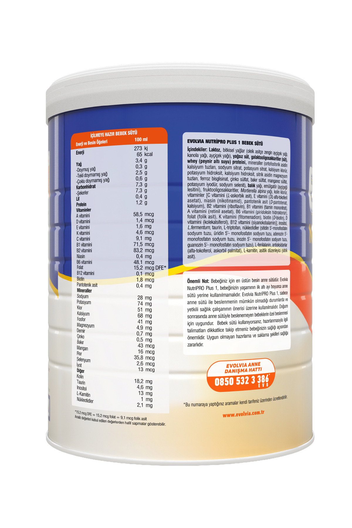 Evolvia Nutripro Plus 1 Bebek Sütü 800 gr X 3 Adet fotoğrafı 6 (önizleme)