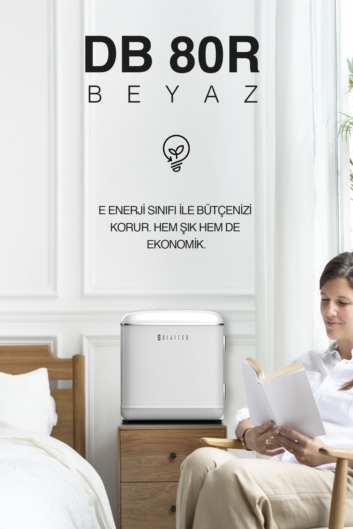 Dijitsu DİJİTSU DB80RWH RETRO BEYAZ MİNİ BUZDOLABI
