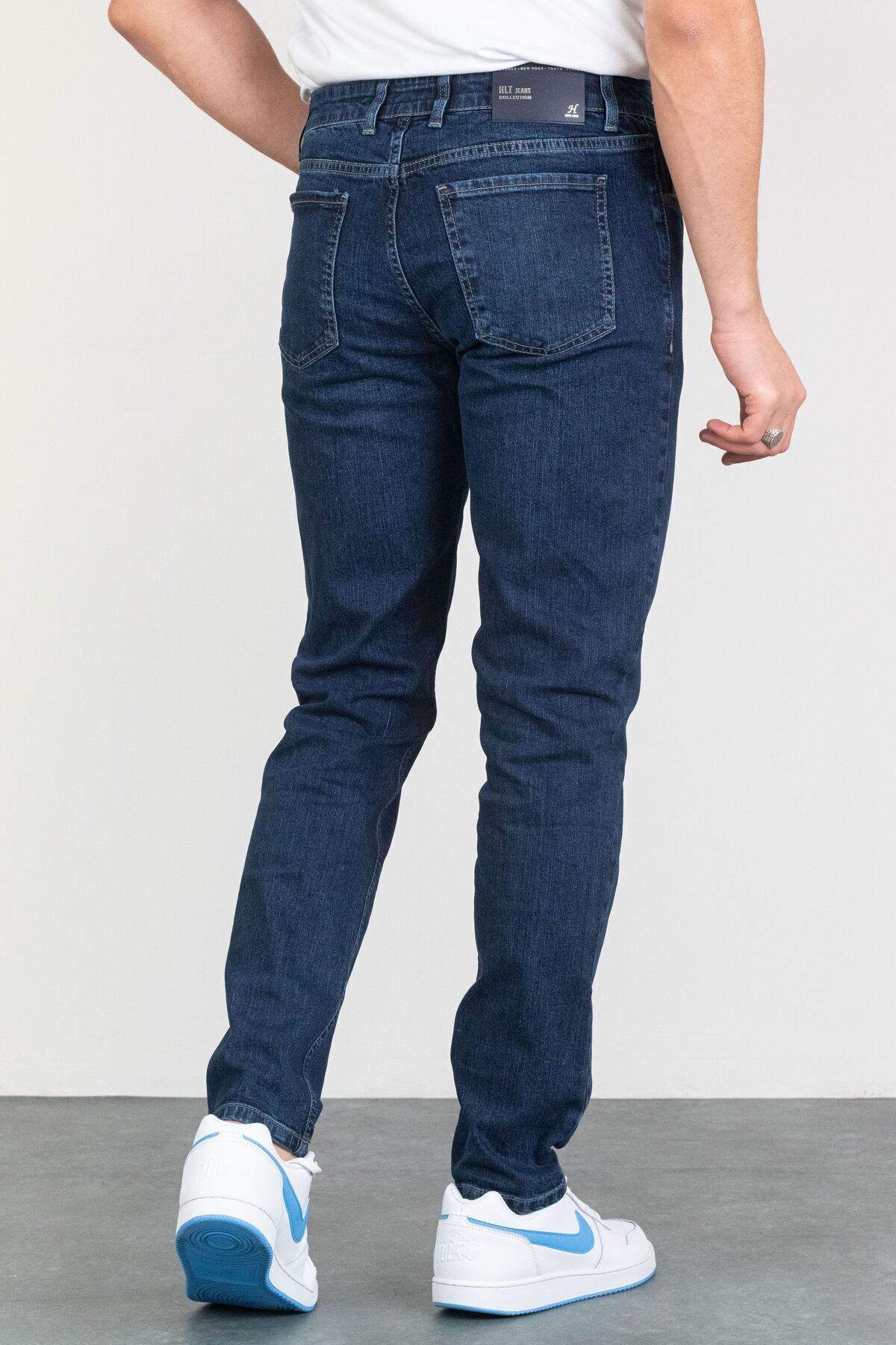 HLT JEANS-Keven Dark Blue Grinded Slim Fit Lycra Flexible Jeans 7