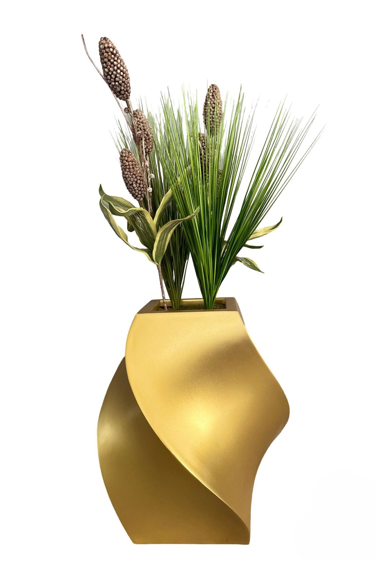 Astera Decor asteradecor Fiber Saksı Altın 50cm*50cm*Yükseklik 60cm
