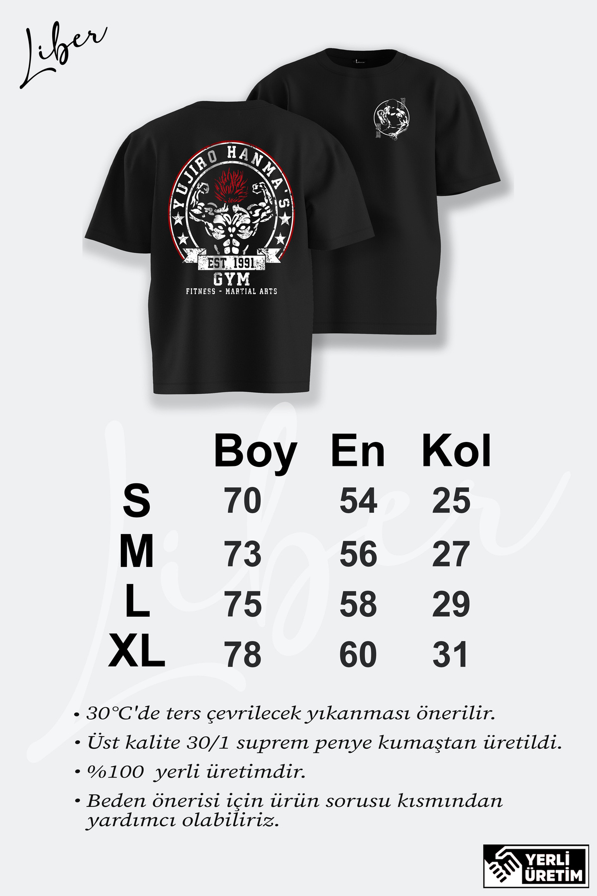 Liber Yujiro Back - %100 Pamuk Oversize Tshirt görsel 4