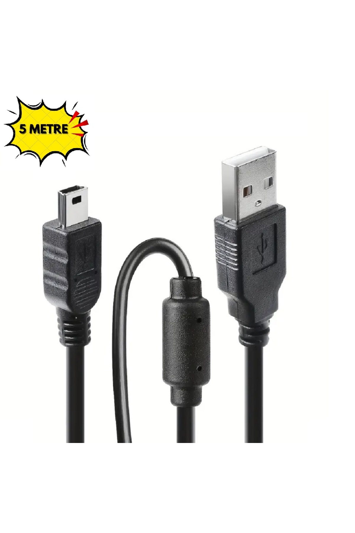 5 Metre 5mt Ps3 Kol Şarj Kablosu 5Pin Mini Usb Usb5-pin 2.0 Erkek A Mini 5 Pin B Piramit Uç