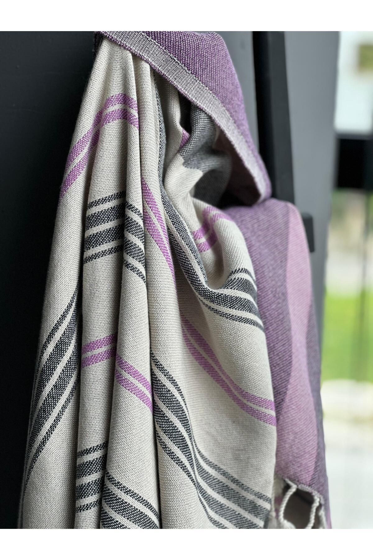 Stella Belli Hediyelik Peştemal 90 X 180 cm Jakarlı %100 Pamuk El Dokuması Püsküllü | Natural Keseli Ruby