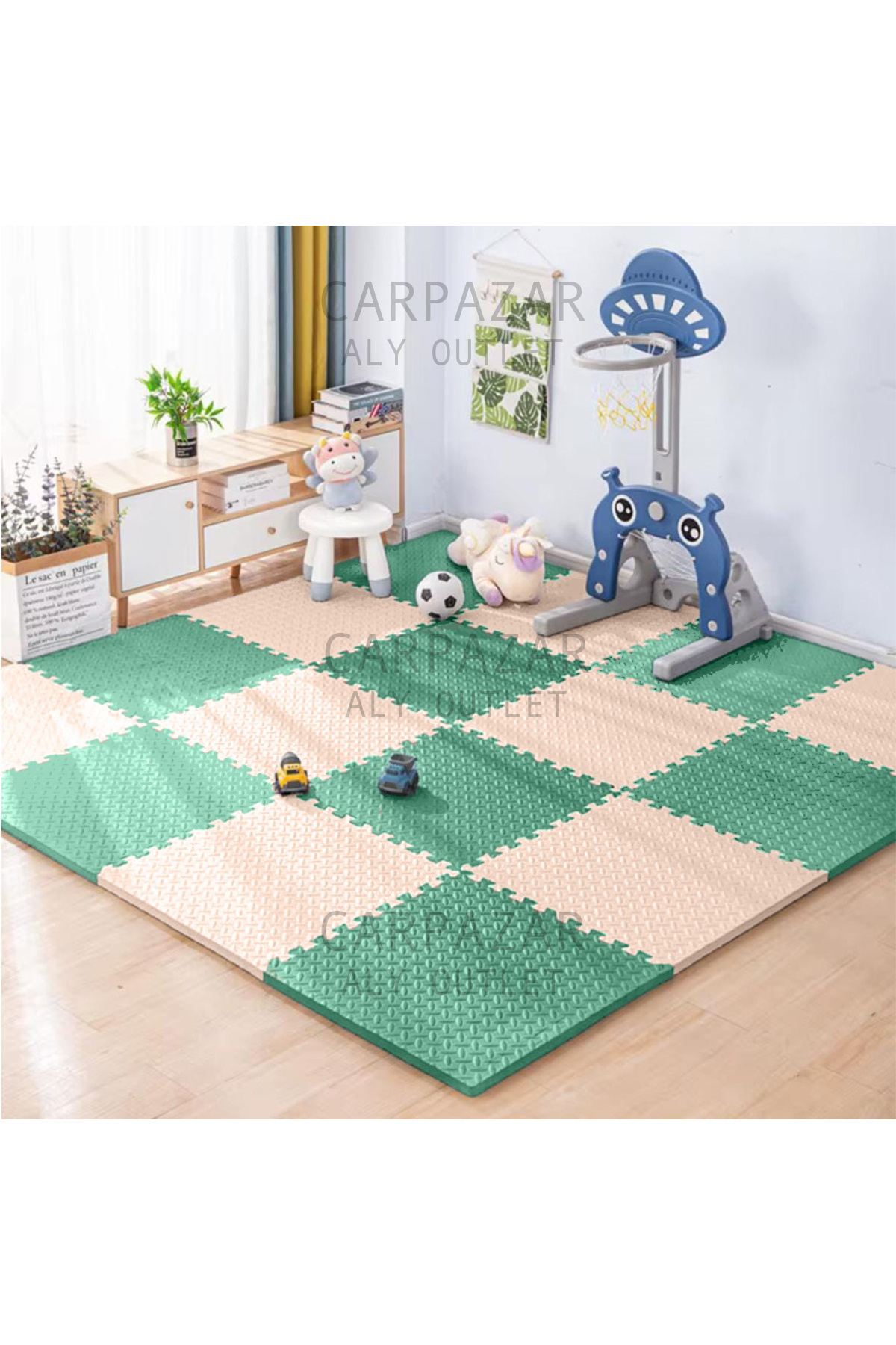 CARPAZAR Damla Desen Tatami Eva Spor Yoga Pilates Oyun Matı Halısı Minderi Puzzle 50x50 13mm 8 Adet 100x200