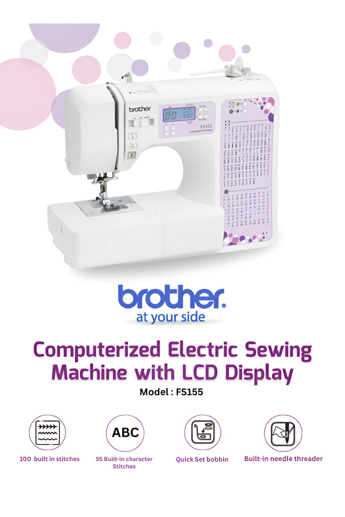 Brother-Fs155 Computerized Electric Sewing Machine With Lcd Display Features 100 Built-in Stitches |vietnam 1