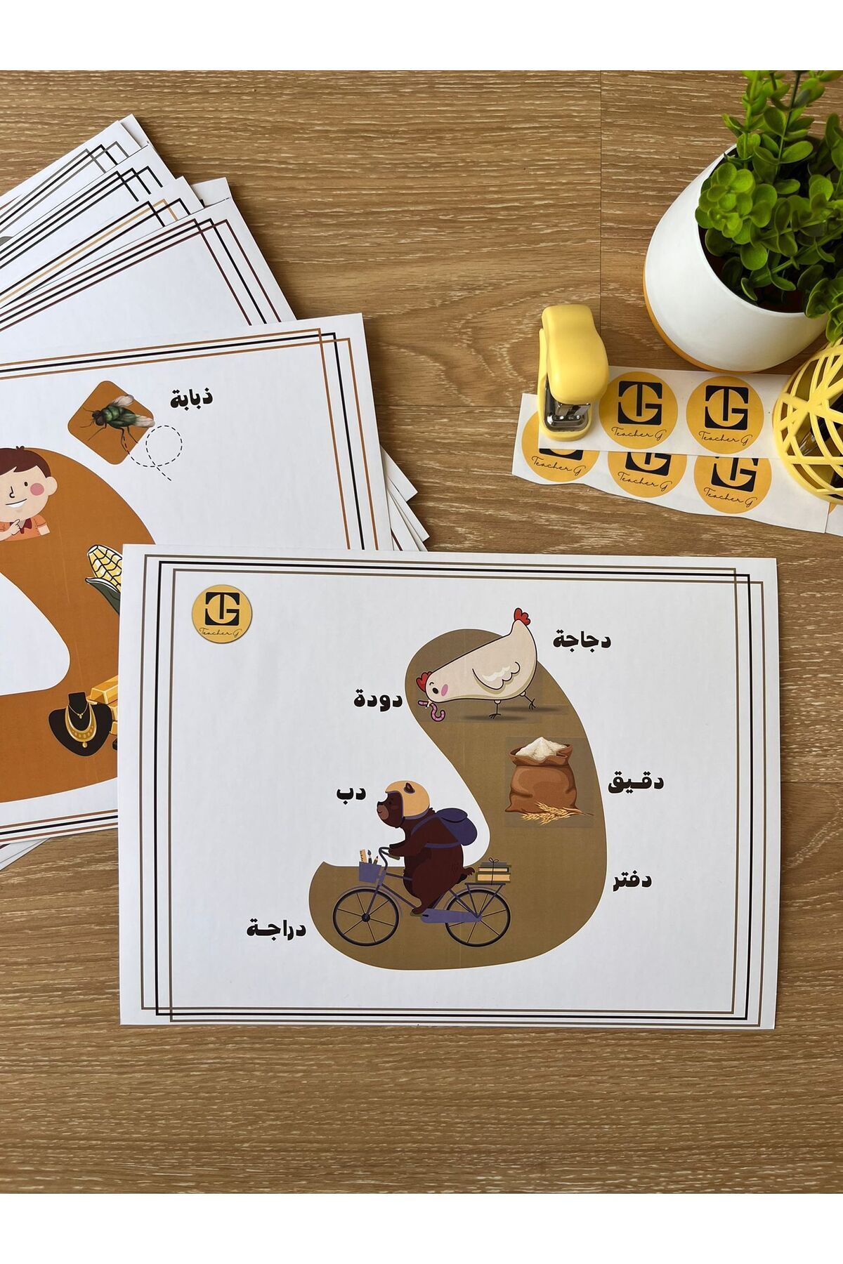 Teacherg game Dâl Harfi – Görselli Arapça Eğitim Posteri – (Kelime ve Görsel) (16,5x24cm) 1 adet