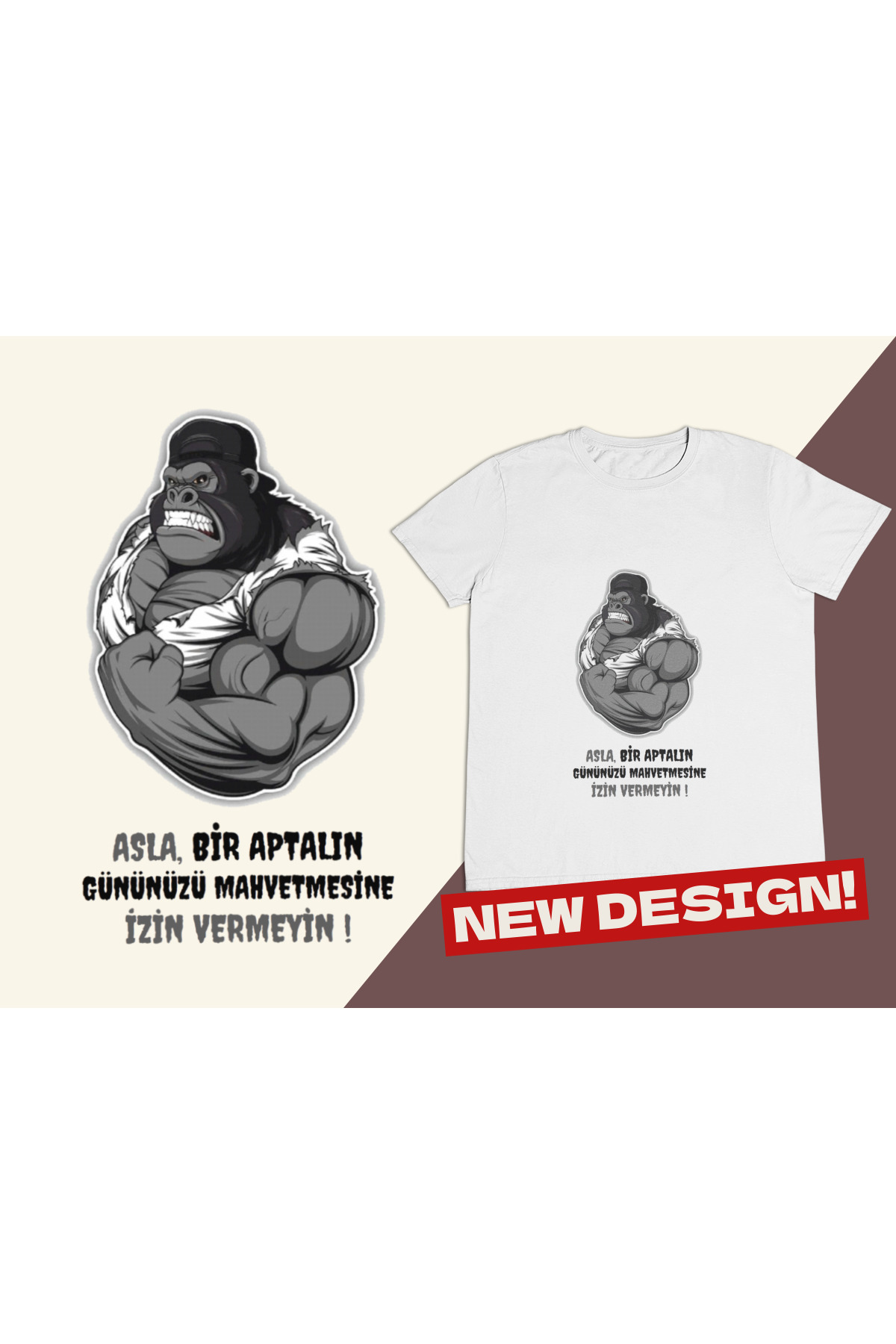 تی شرت مردانه REGULAR سفید 'Angry Gorilla' 1T چاپ شده 5