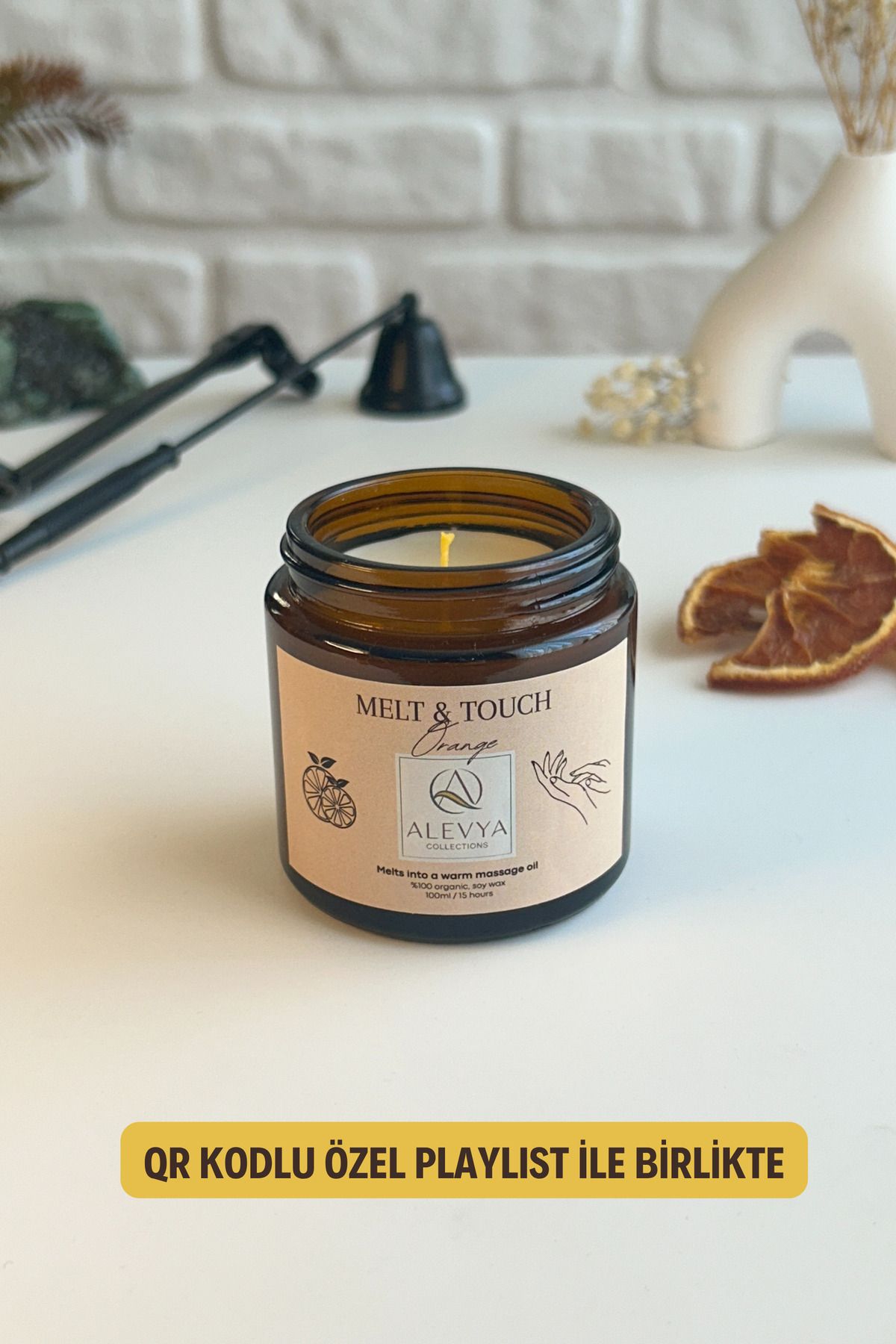 Alevya Collections Melt & Touch Serisi - Portakal / Eridiğinde Masaj Yağına Dönüşür /%100 Doğal-Vegan İçerik