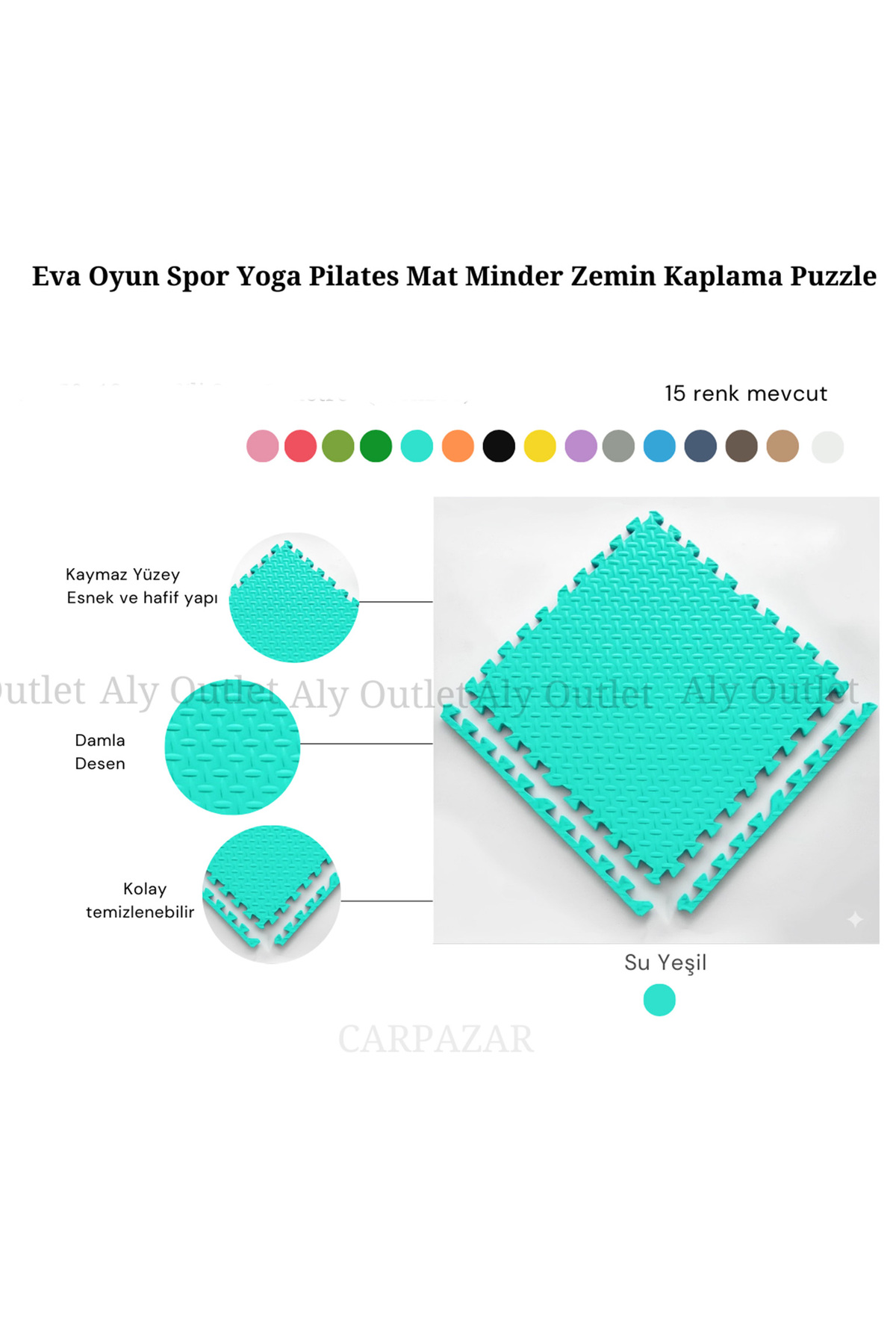 CARPAZAR 12 li Puzzle Set 150 x 200 13mm Oyun Spor Egzersiz Minder Matı Damla Desen Zemin Kaplama 3m2 fotoğrafı 5 (önizleme)