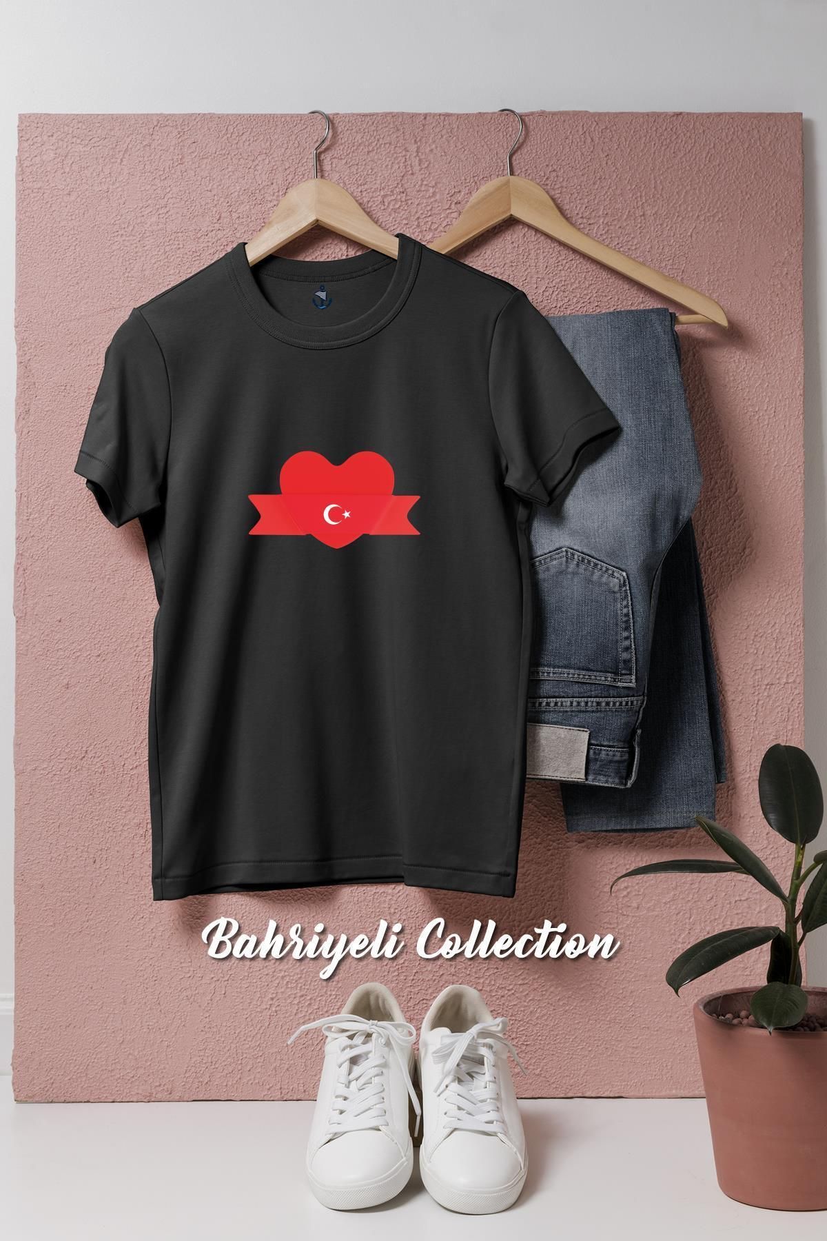 bahriyeli.jpeg Oversize Kalpli Ay Yıldız Tasarımlı Unisex T-Shirt