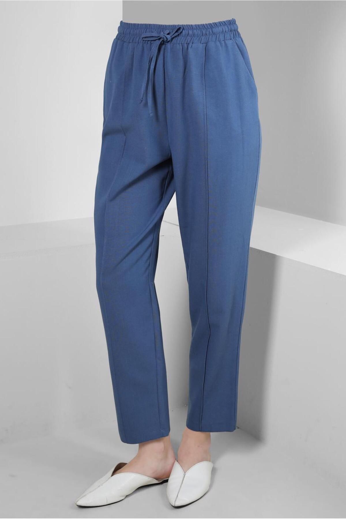 Alvina-LINEN PANT WITH ELASTIC BELI 70518 3