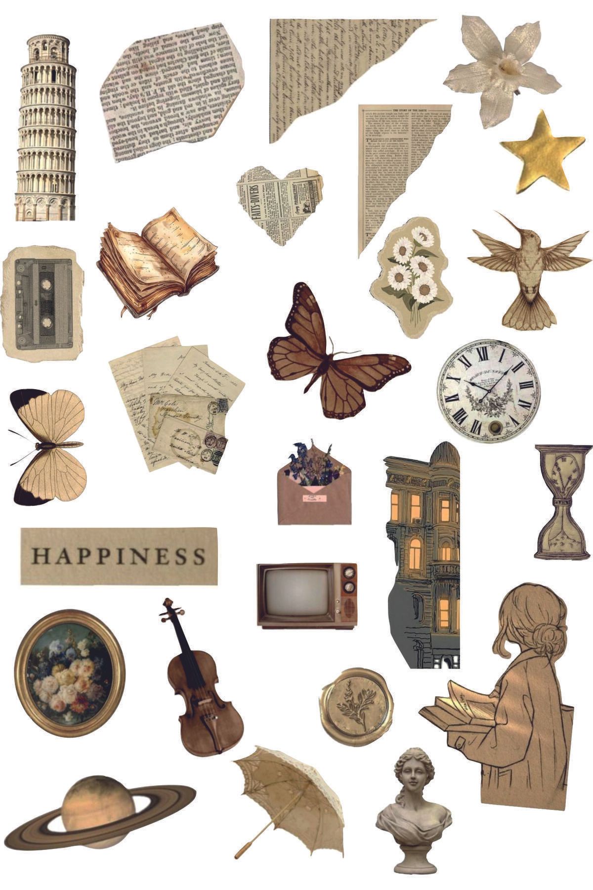 Tasarım Retro Temalı Sticker Seti/bullet Journal, Seyahat, Laptop, Scrapbook, Ajanda, Defter Için